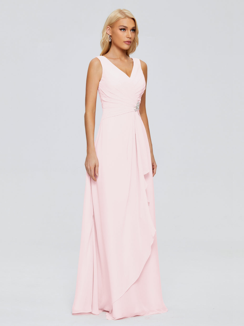 Maria V Neck Sleeveless Chiffon Bridesmaid Dresses
