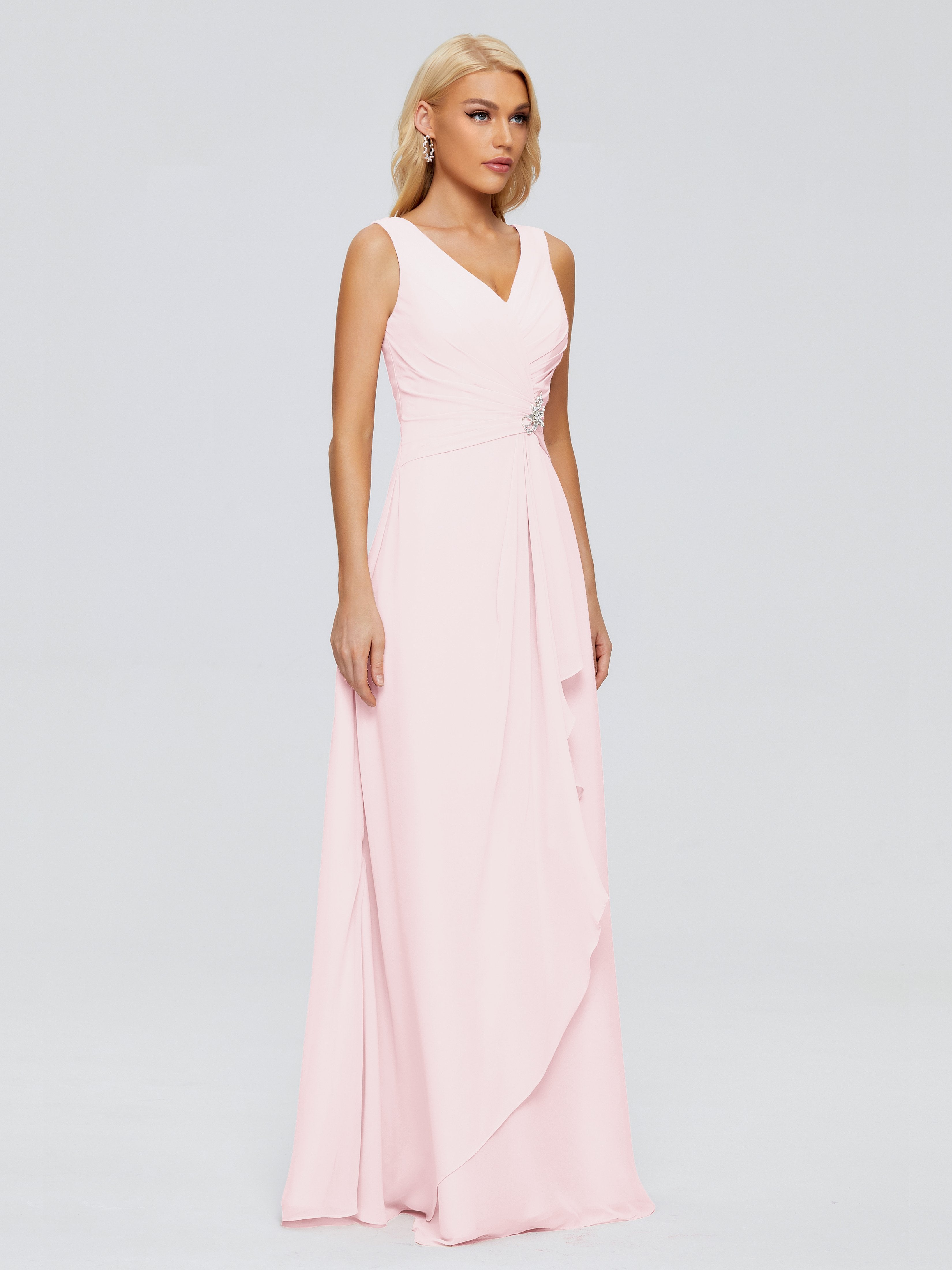 Maria V Neck Sleeveless Chiffon Bridesmaid Dresses