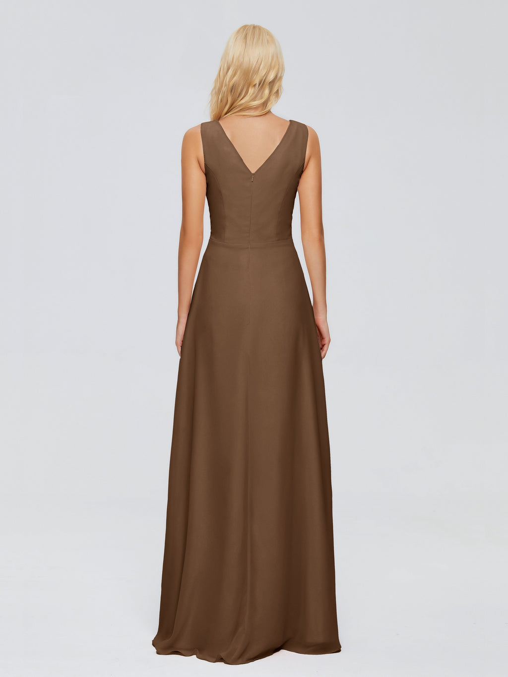 Maria V Neck Sleeveless Chiffon Bridesmaid Dresses