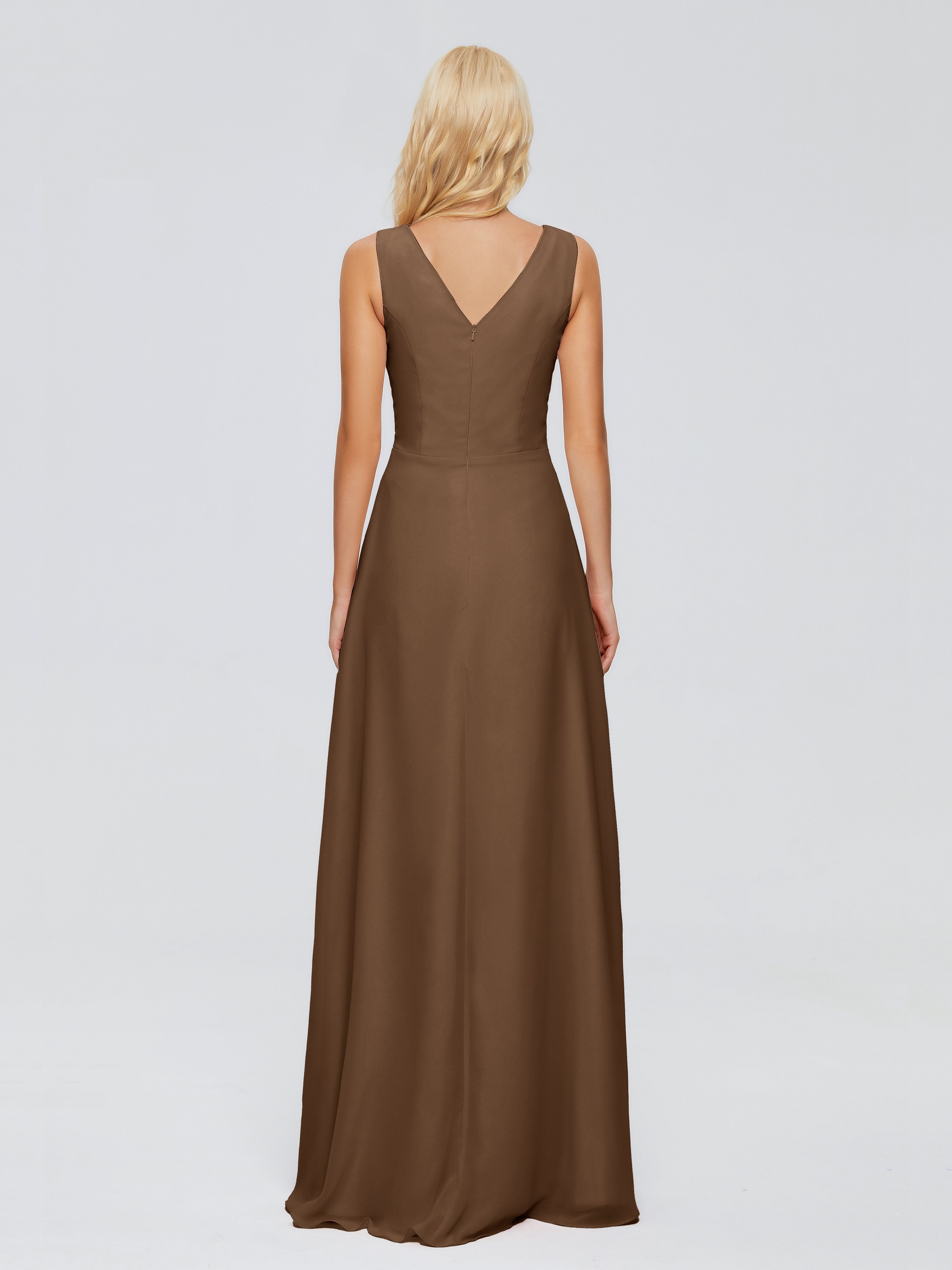 Maria V Neck Sleeveless Chiffon Bridesmaid Dresses