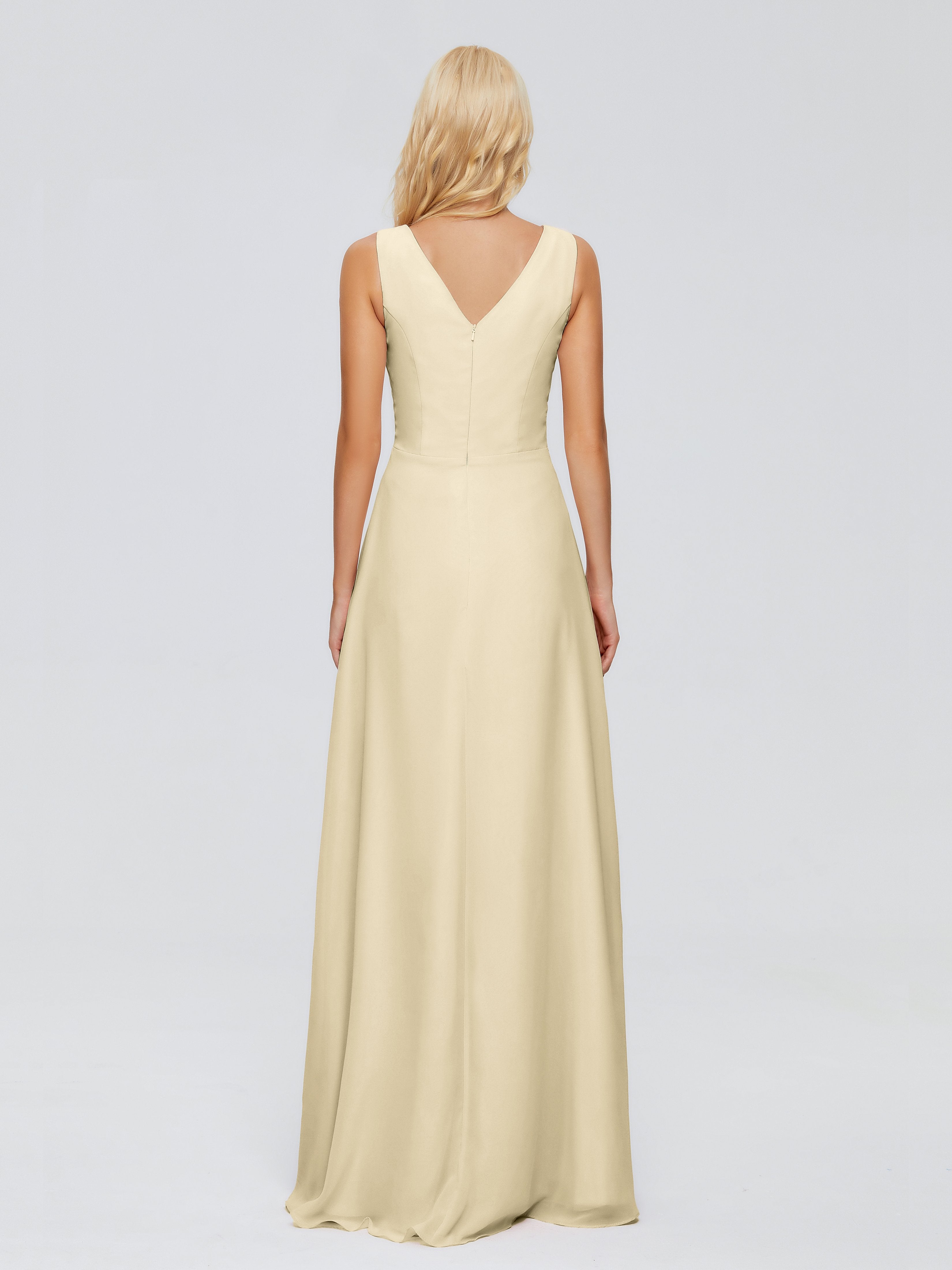 Maria V Neck Sleeveless Chiffon Bridesmaid Dresses