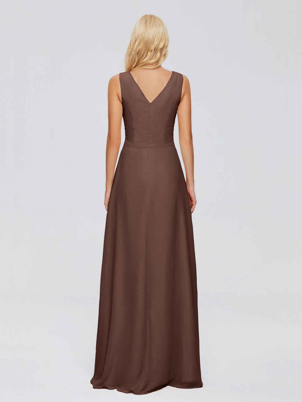 Maria V Neck Sleeveless Chiffon Bridesmaid Dresses