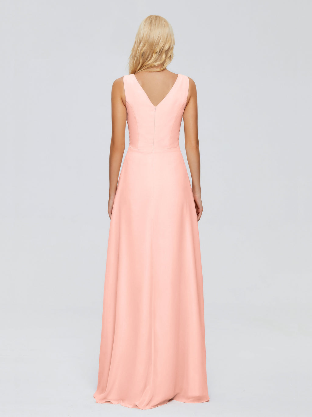 Maria V Neck Sleeveless Chiffon Bridesmaid Dresses