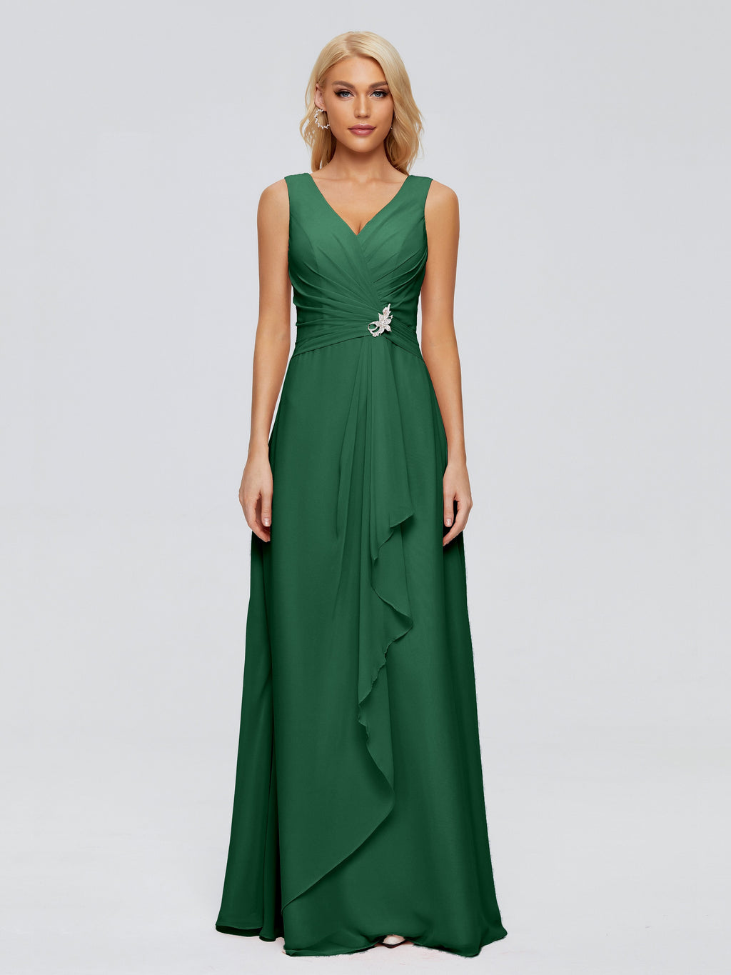 Maria V Neck Sleeveless Chiffon Bridesmaid Dresses
