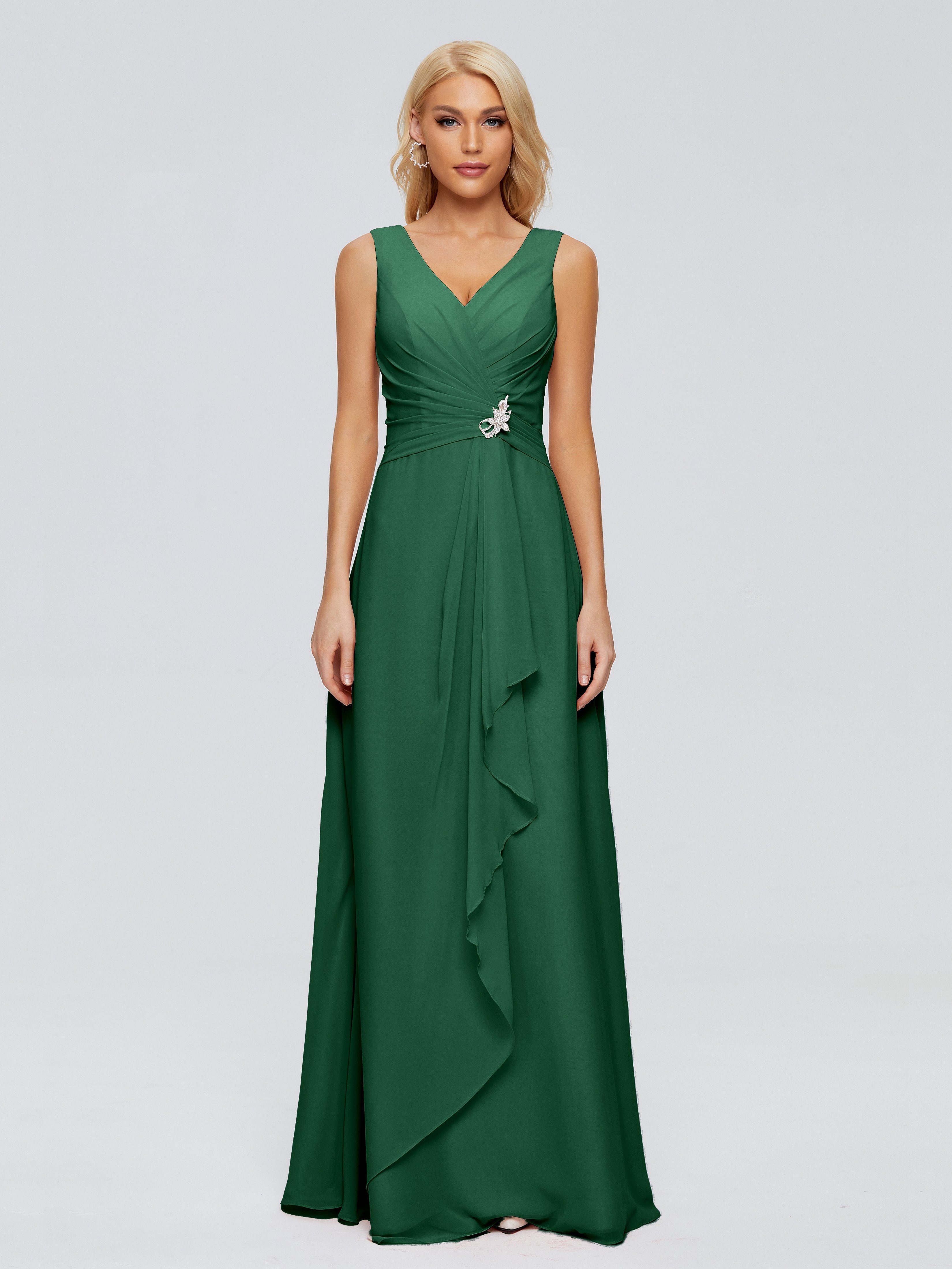 Maria V Neck Sleeveless Chiffon Bridesmaid Dresses