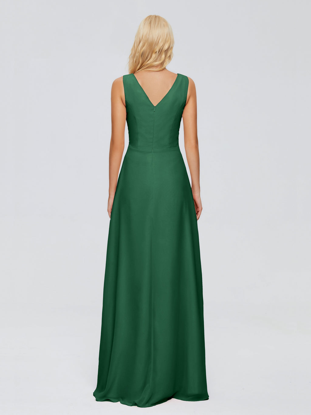 Maria V Neck Sleeveless Chiffon Bridesmaid Dresses