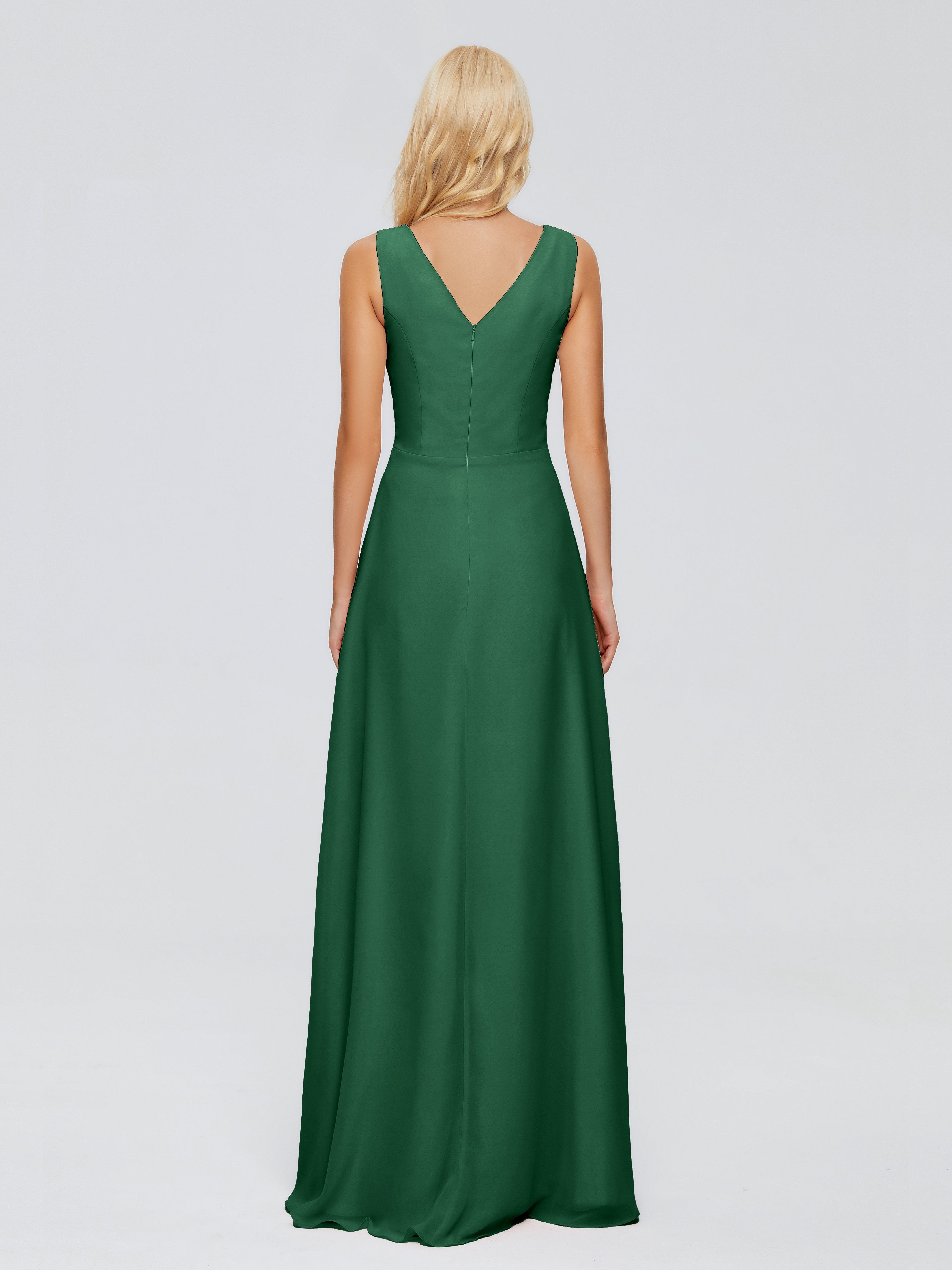 Maria V Neck Sleeveless Chiffon Bridesmaid Dresses