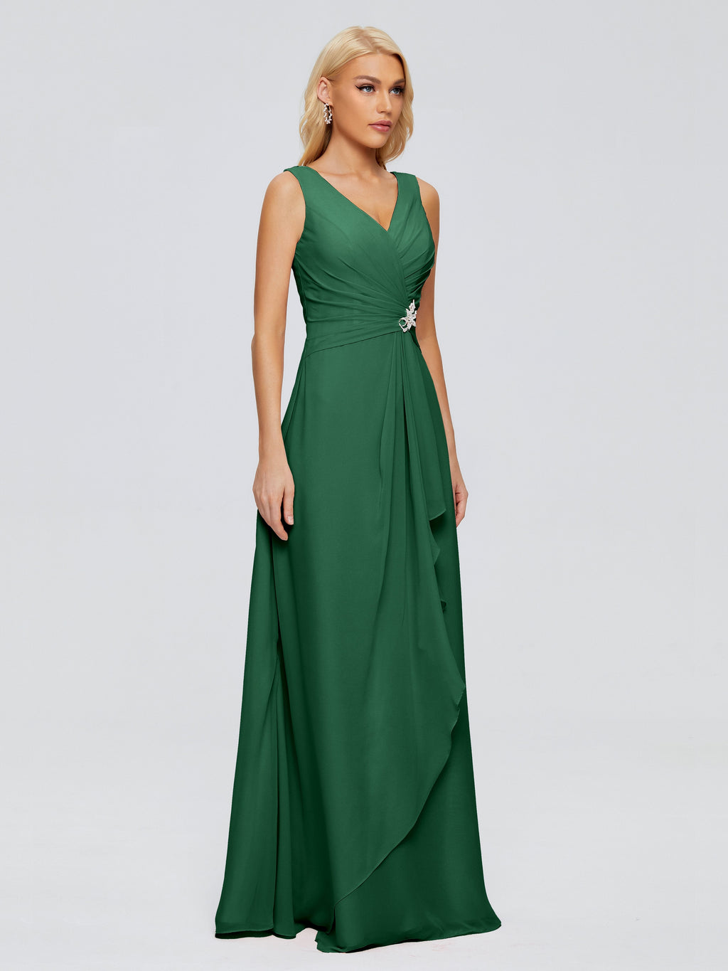 Maria V Neck Sleeveless Chiffon Bridesmaid Dresses