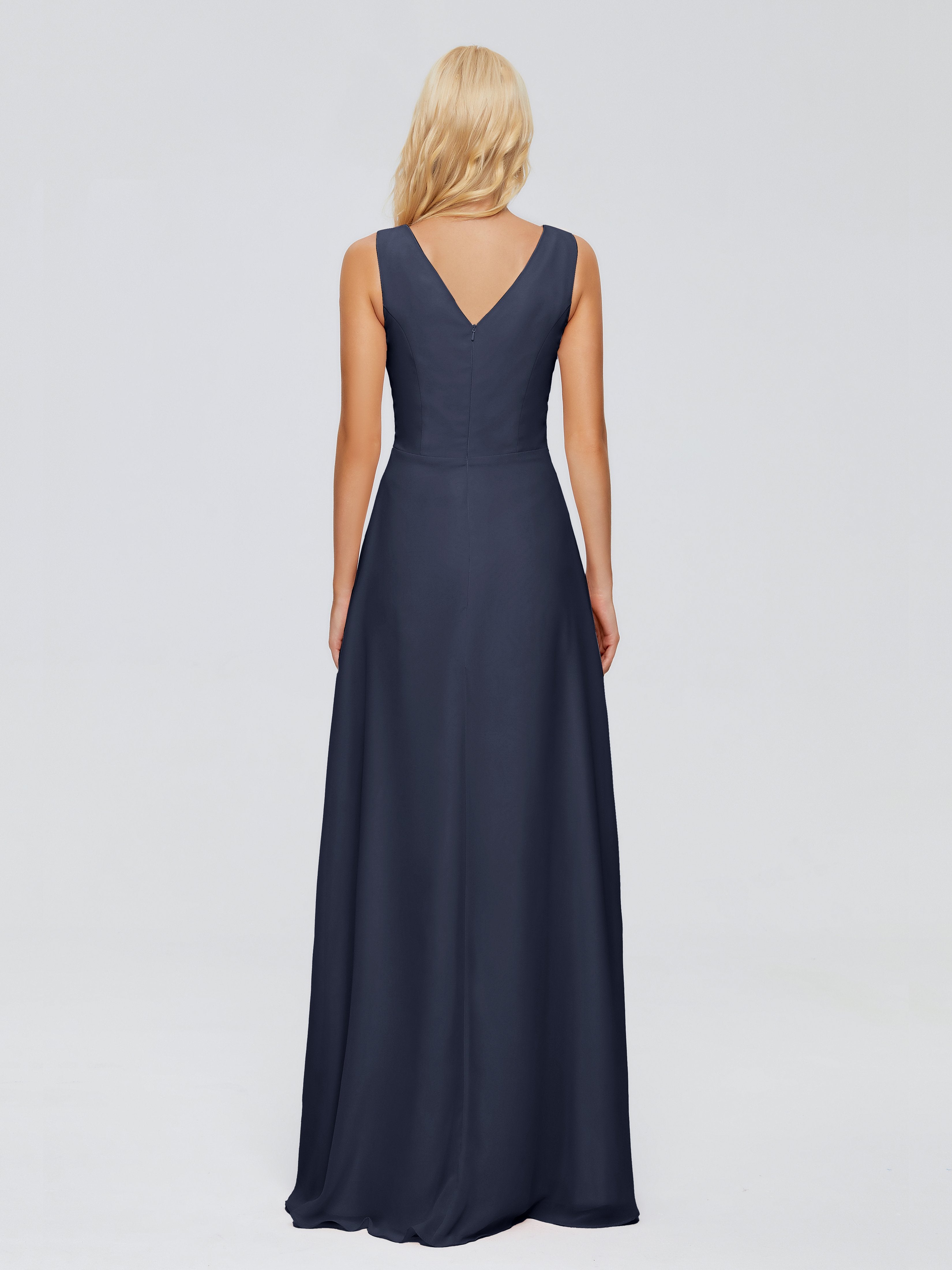 Maria V Neck Sleeveless Chiffon Bridesmaid Dresses