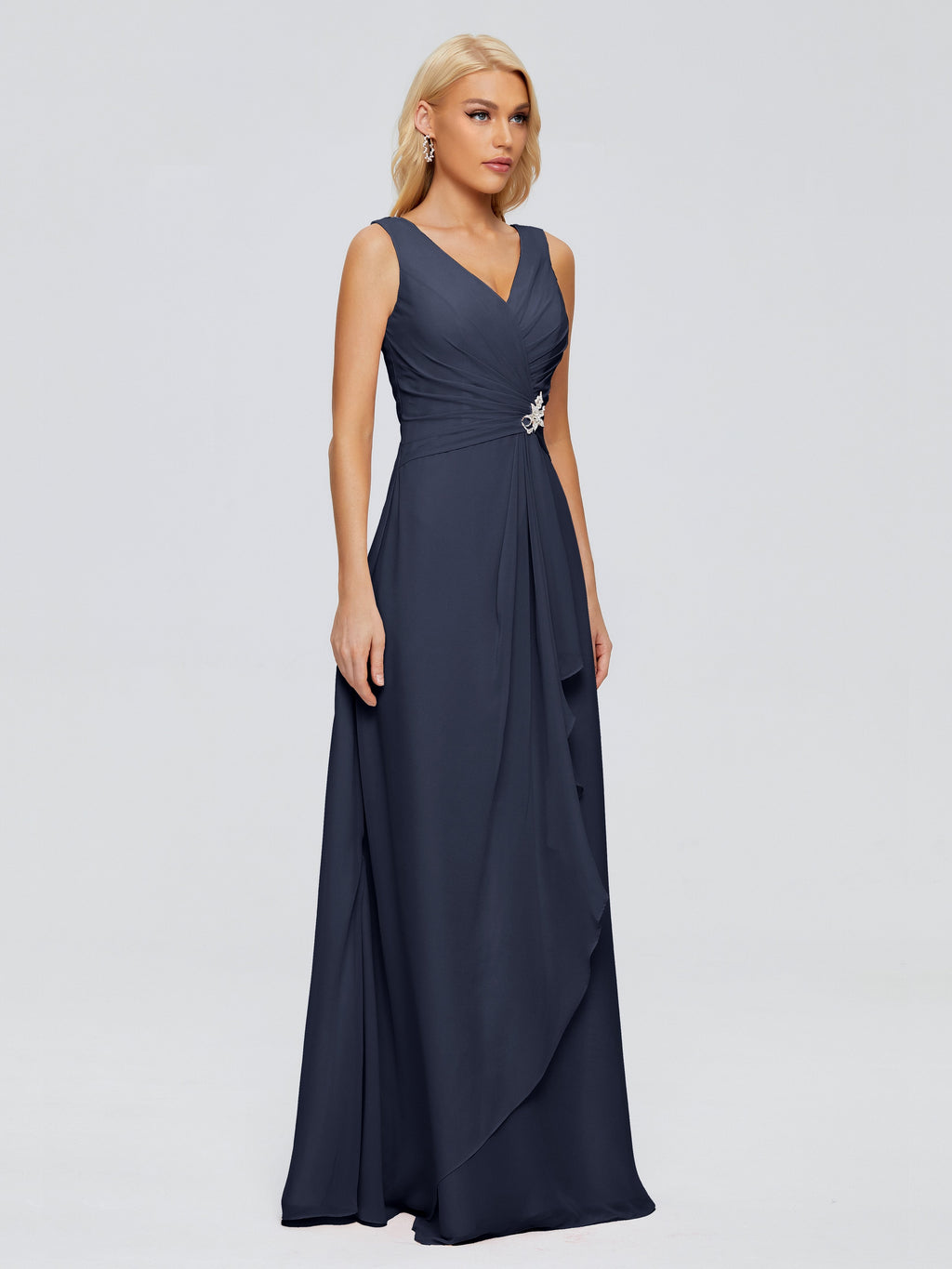 Maria V Neck Sleeveless Chiffon Bridesmaid Dresses