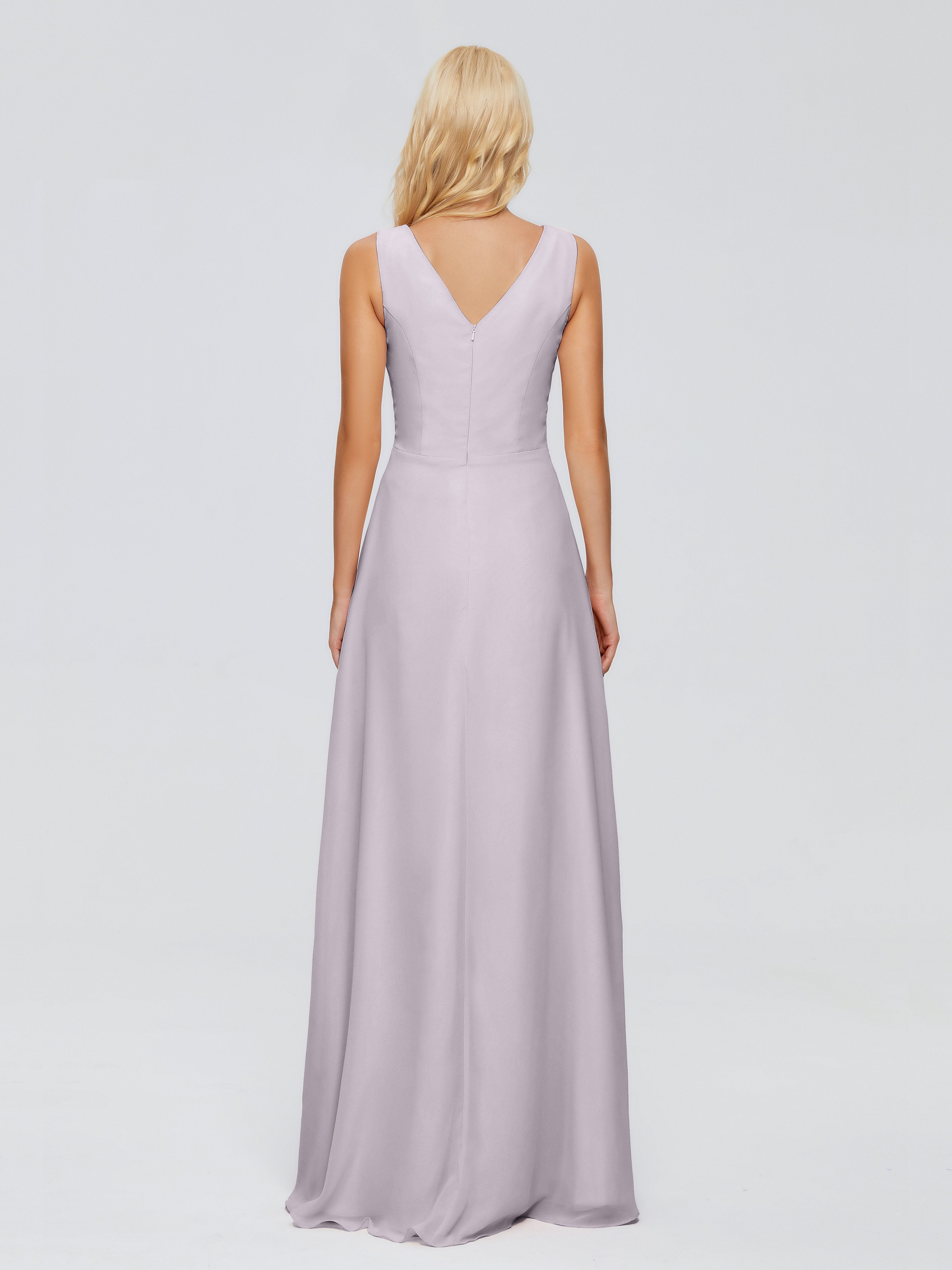 Maria V Neck Sleeveless Chiffon Bridesmaid Dresses