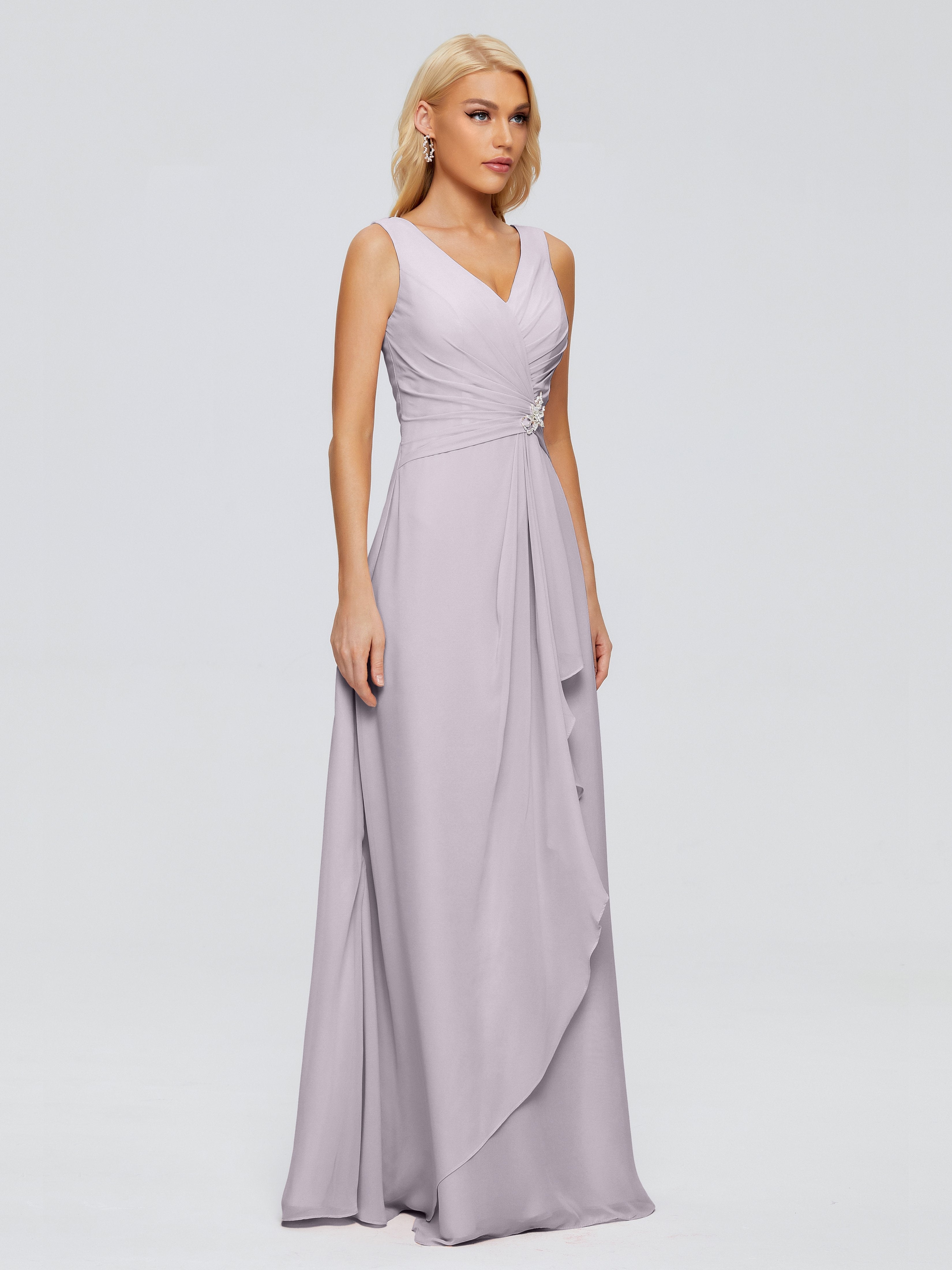 Maria V Neck Sleeveless Chiffon Bridesmaid Dresses
