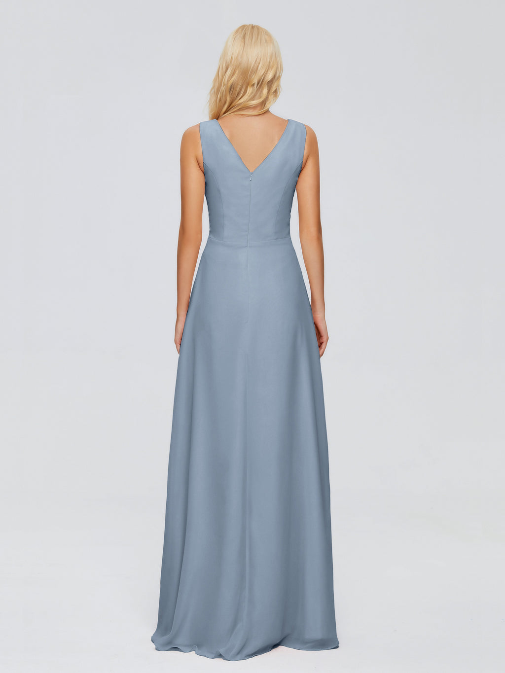 Maria V Neck Sleeveless Chiffon Bridesmaid Dresses