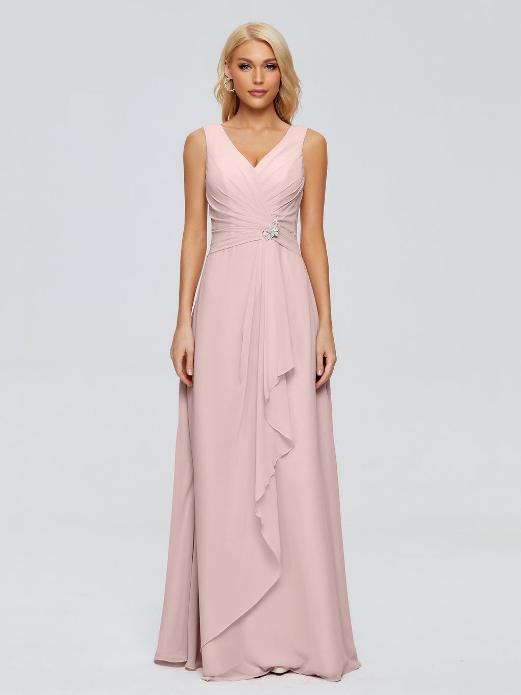Maria V Neck Sleeveless Chiffon Bridesmaid Dresses