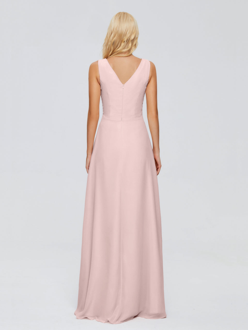 Maria V Neck Sleeveless Chiffon Bridesmaid Dresses