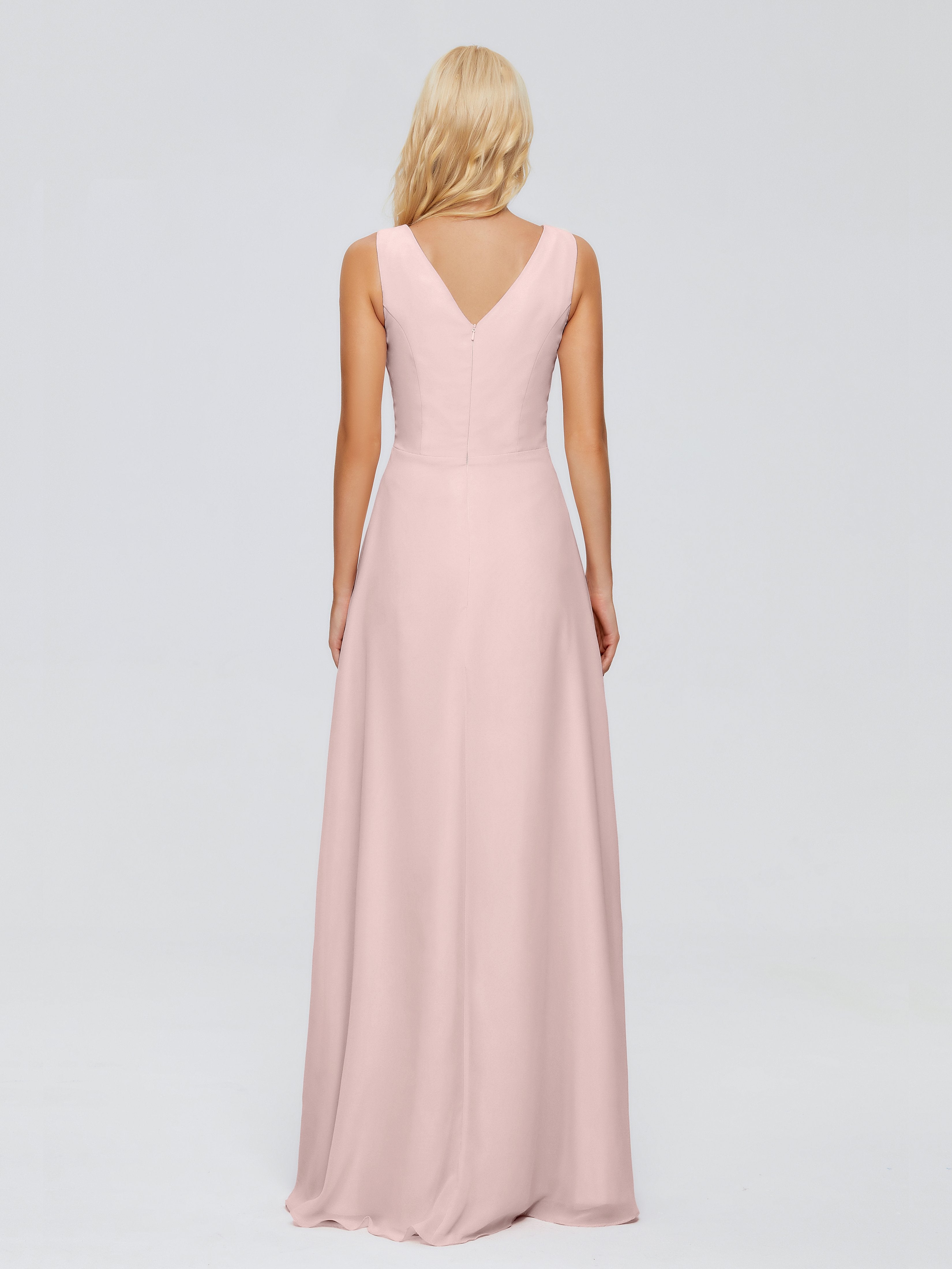 Maria V Neck Sleeveless Chiffon Bridesmaid Dresses