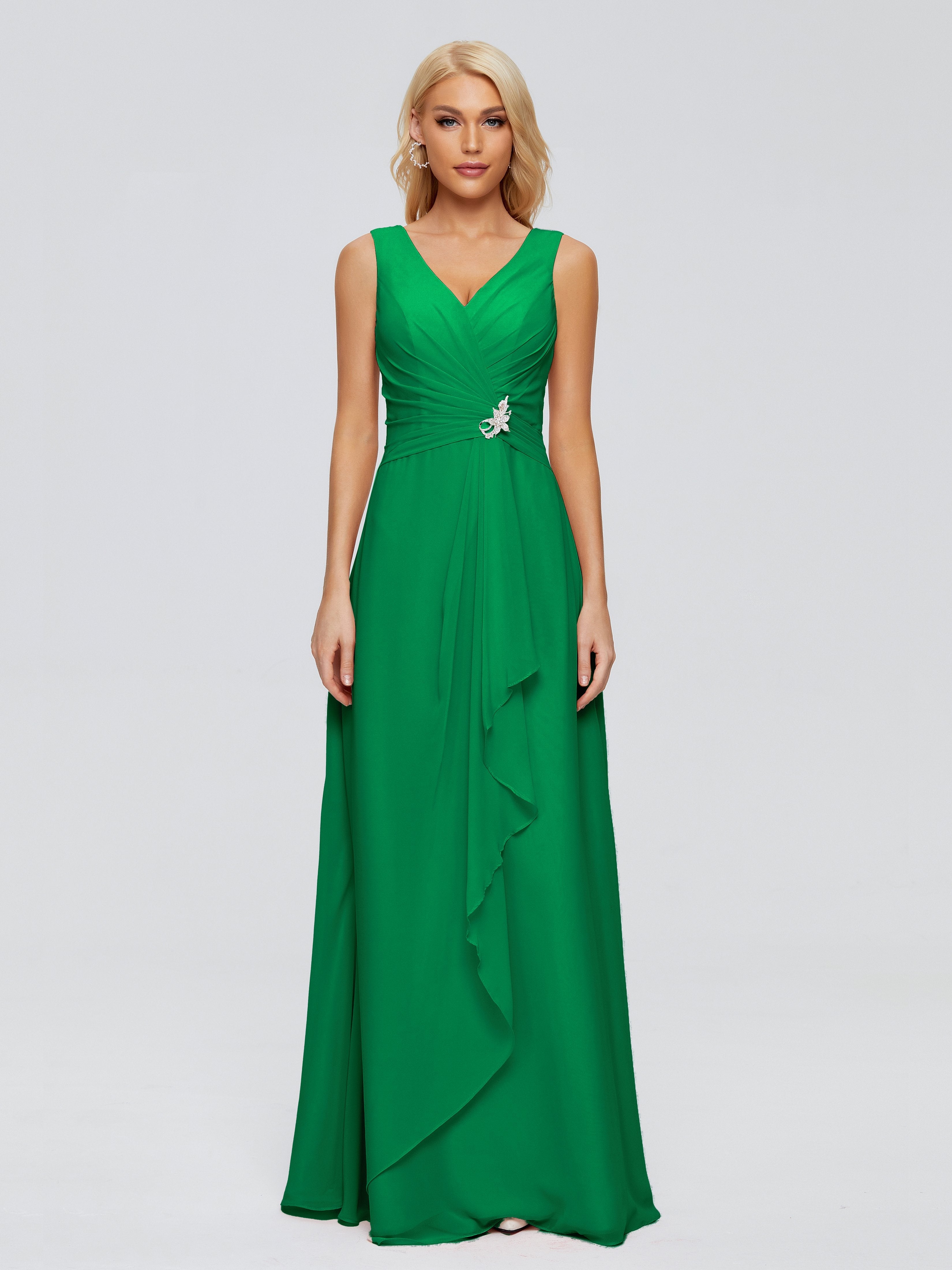 Maria V Neck Sleeveless Chiffon Bridesmaid Dresses
