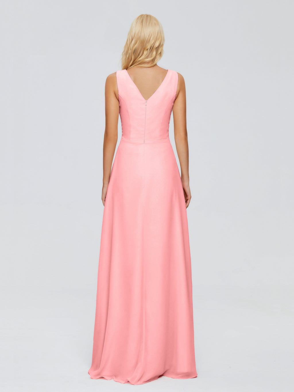 Maria V Neck Sleeveless Chiffon Bridesmaid Dresses