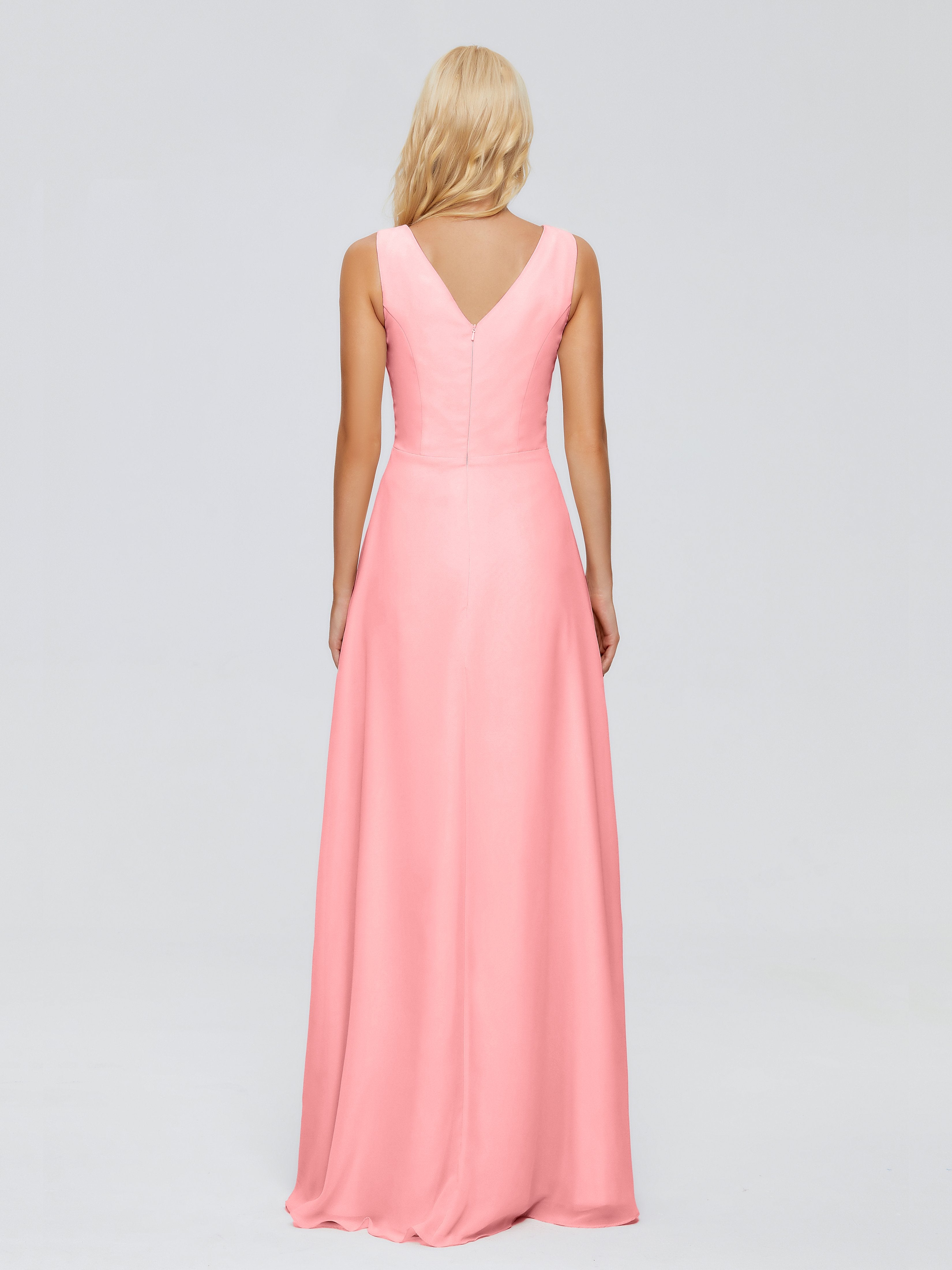 Maria V Neck Sleeveless Chiffon Bridesmaid Dresses