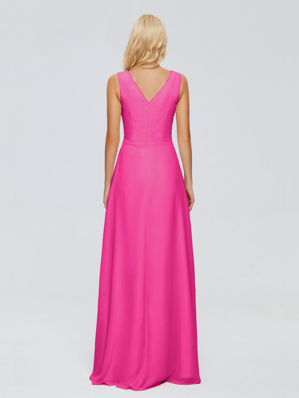 Maria V Neck Sleeveless Chiffon Bridesmaid Dresses
