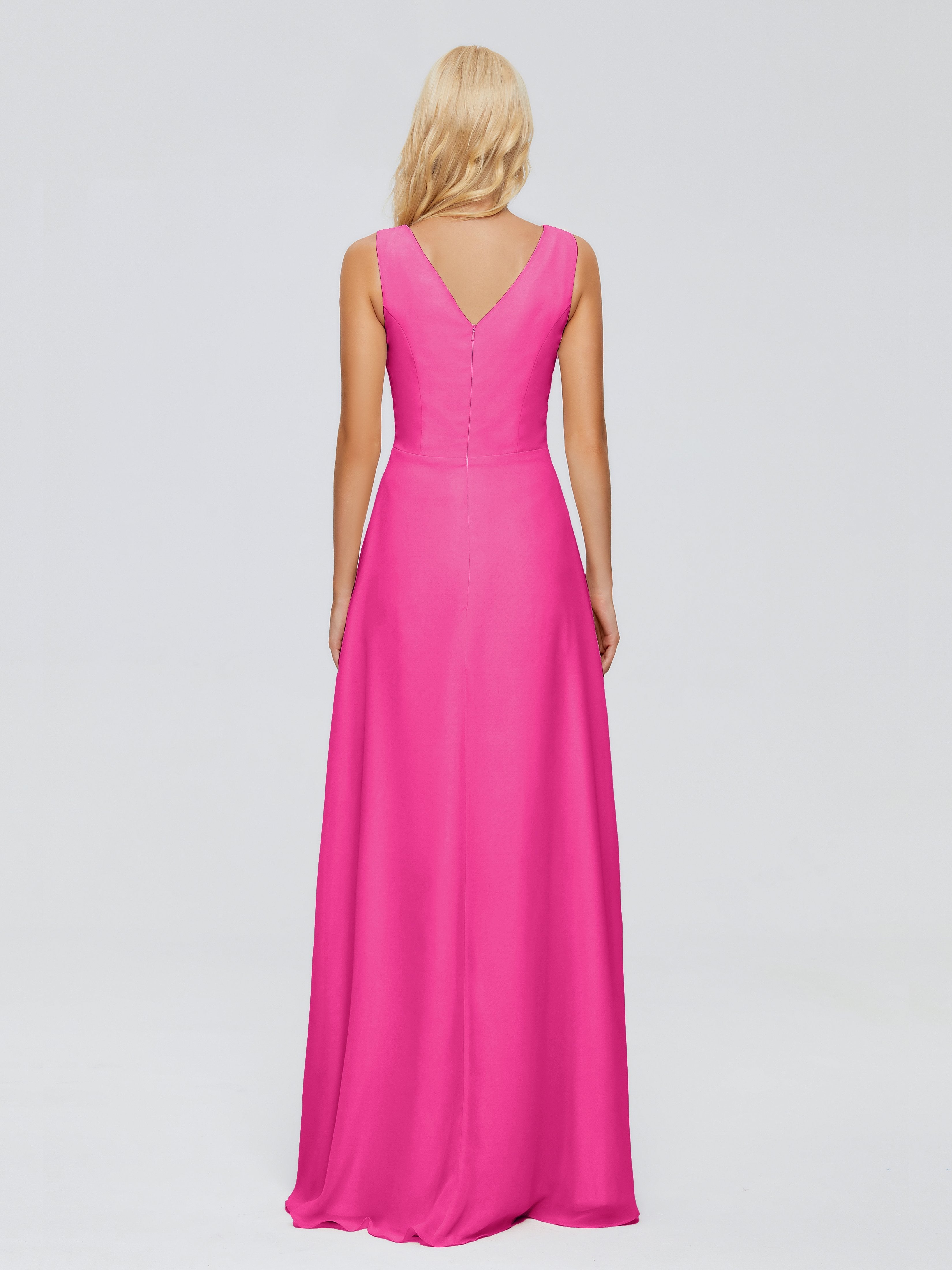 Maria V Neck Sleeveless Chiffon Bridesmaid Dresses