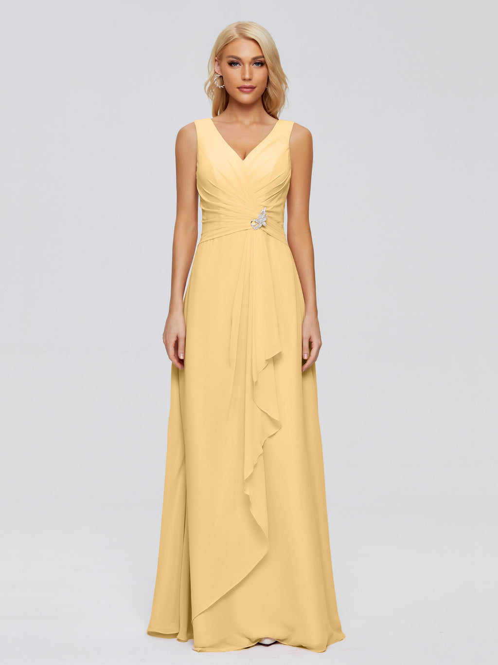 Maria V Neck Sleeveless Chiffon Bridesmaid Dresses