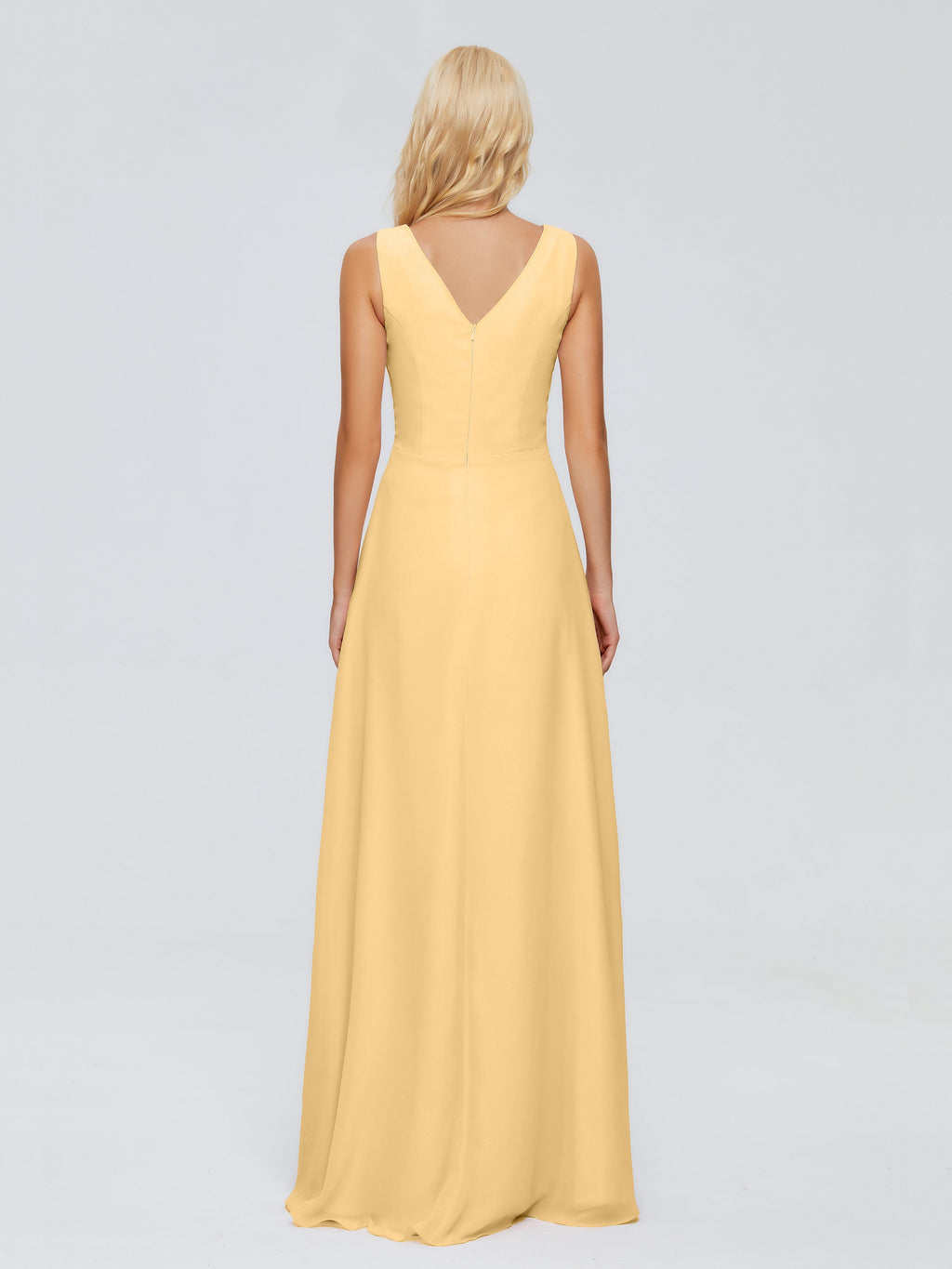 Maria V Neck Sleeveless Chiffon Bridesmaid Dresses