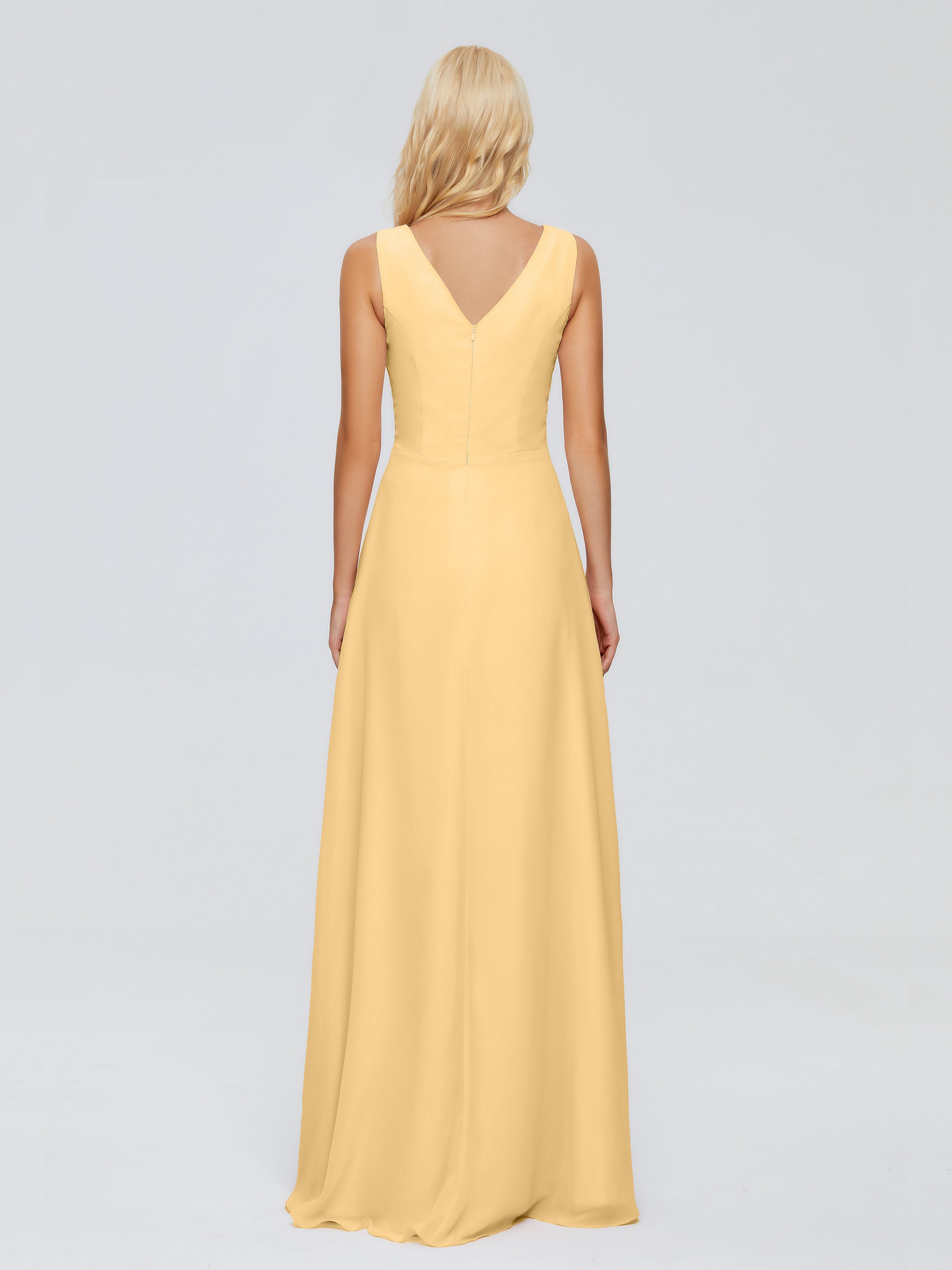 Maria V Neck Sleeveless Chiffon Bridesmaid Dresses