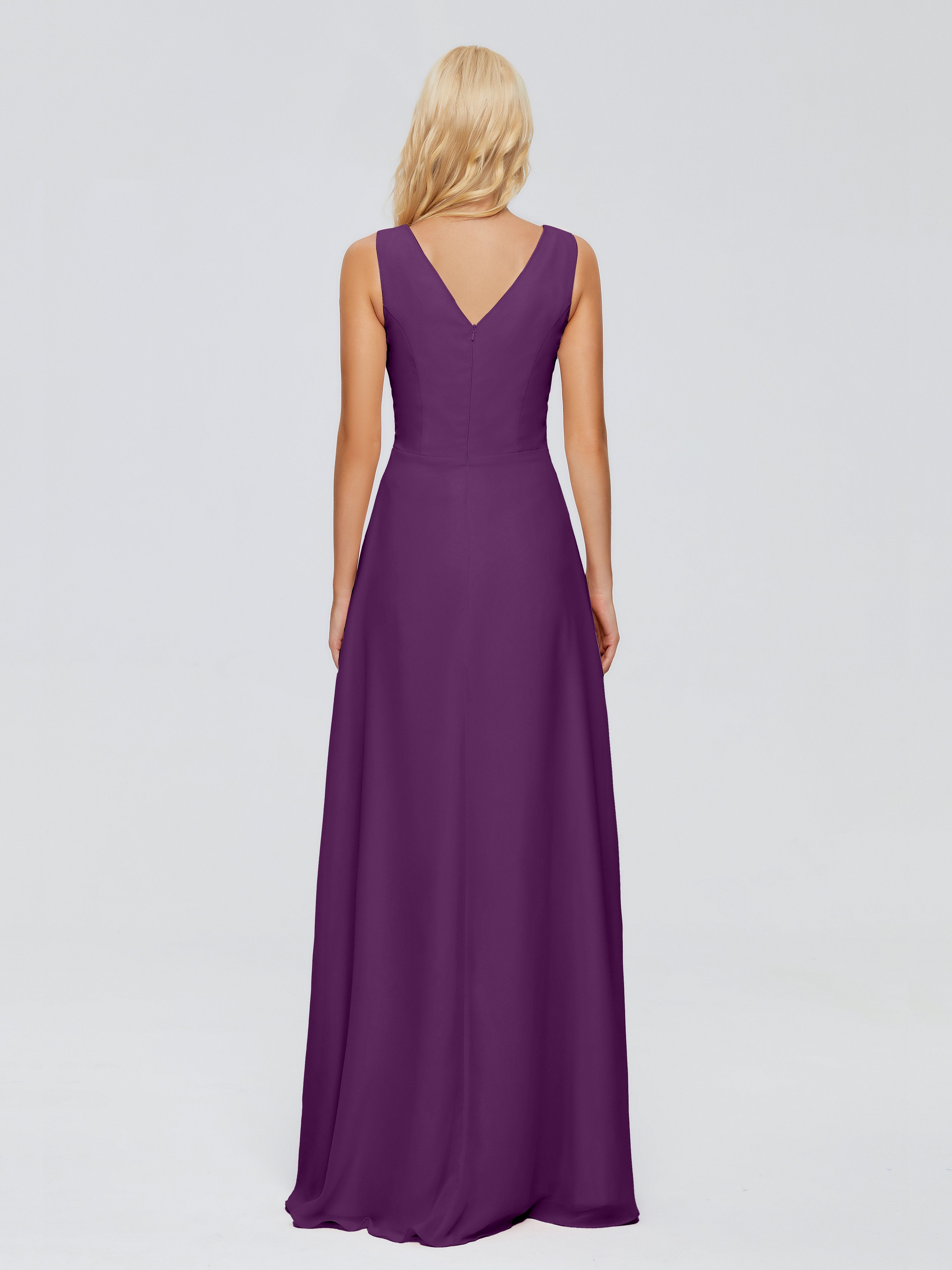 Maria V Neck Sleeveless Chiffon Bridesmaid Dresses