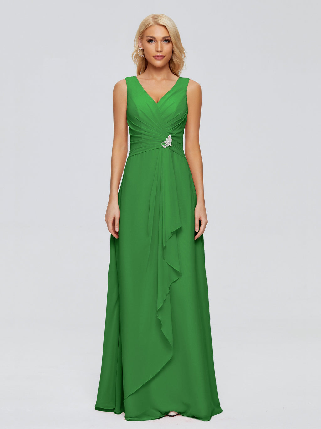 Maria V Neck Sleeveless Chiffon Bridesmaid Dresses