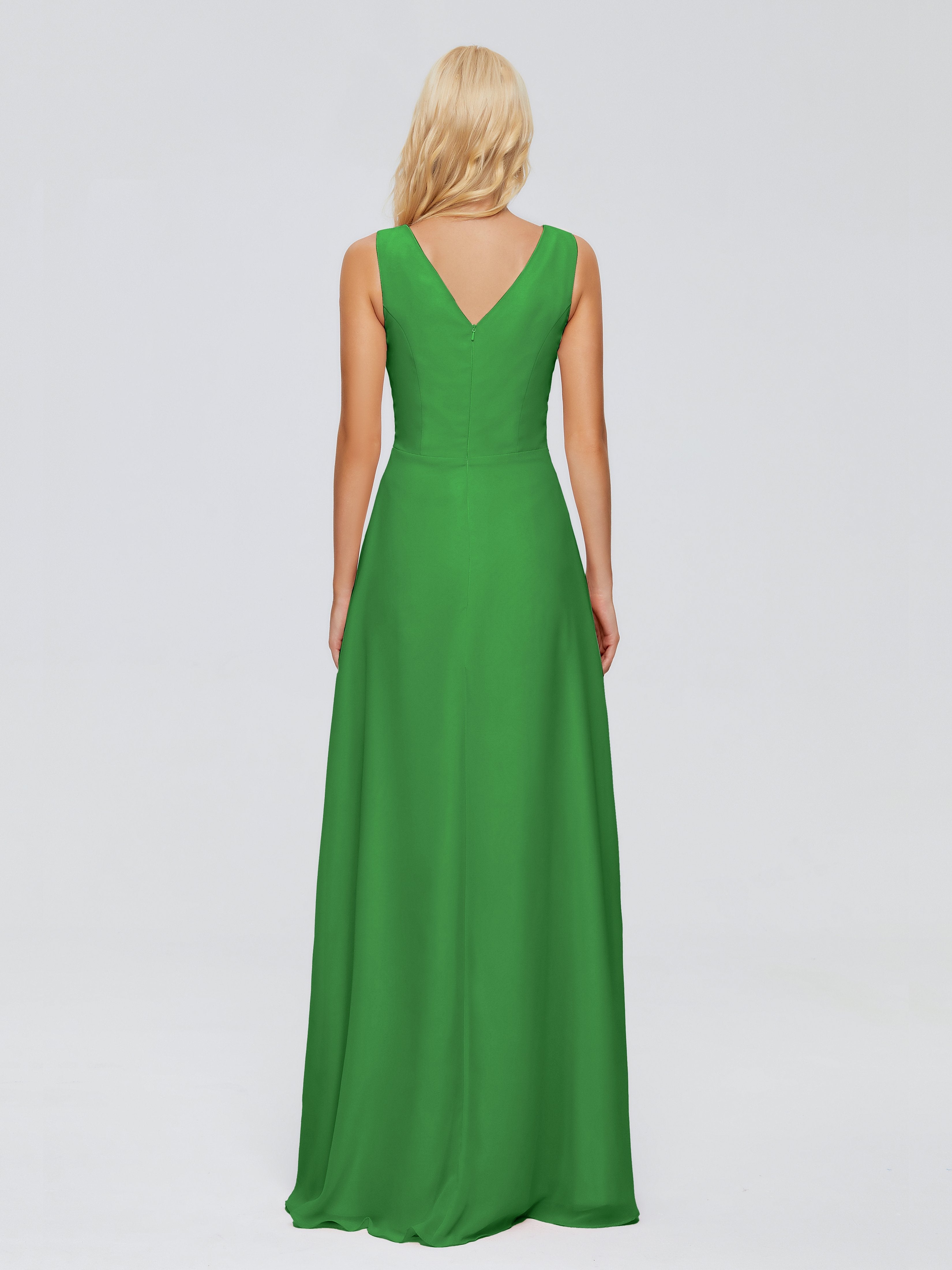 Maria V Neck Sleeveless Chiffon Bridesmaid Dresses