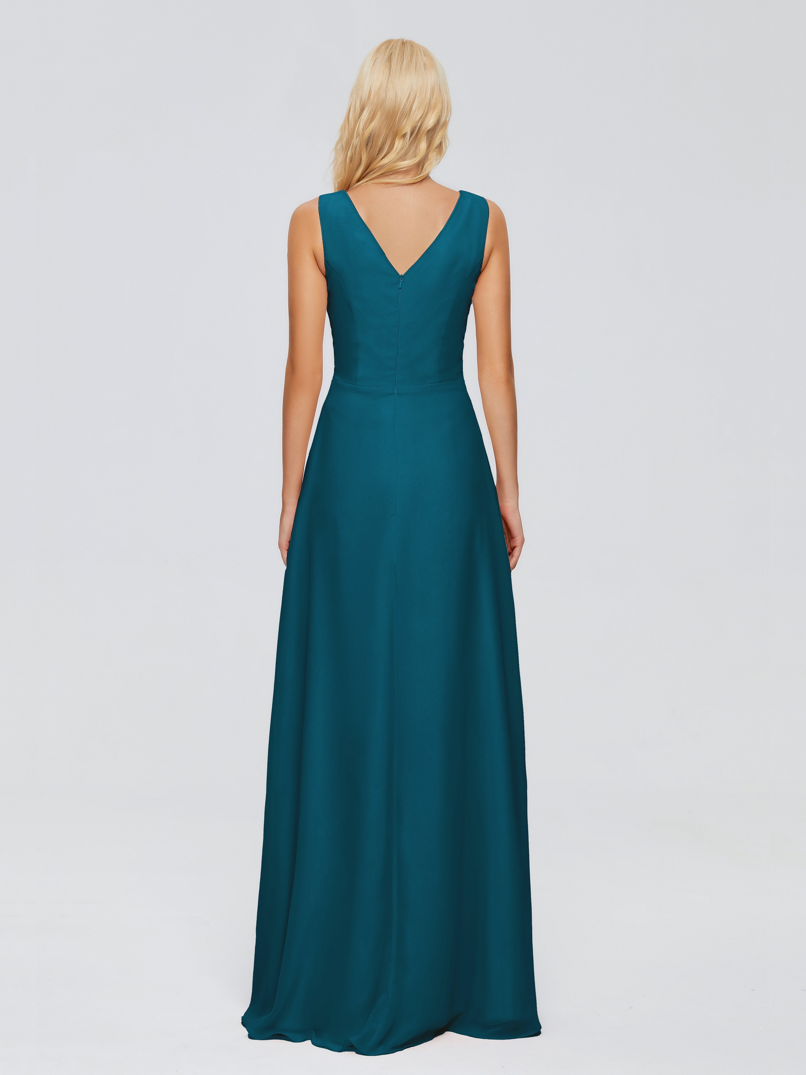 Maria V Neck Sleeveless Chiffon Bridesmaid Dresses