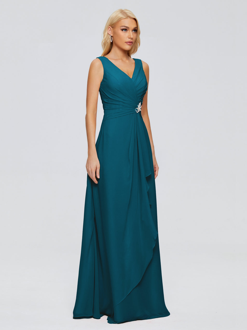 Maria V Neck Sleeveless Chiffon Bridesmaid Dresses