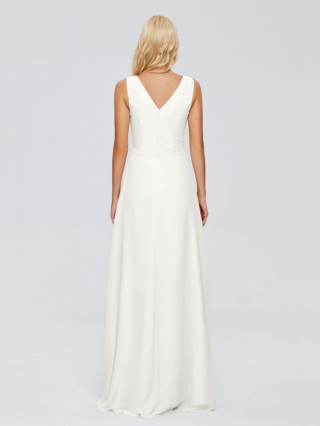 Maria V Neck Sleeveless Chiffon Bridesmaid Dresses
