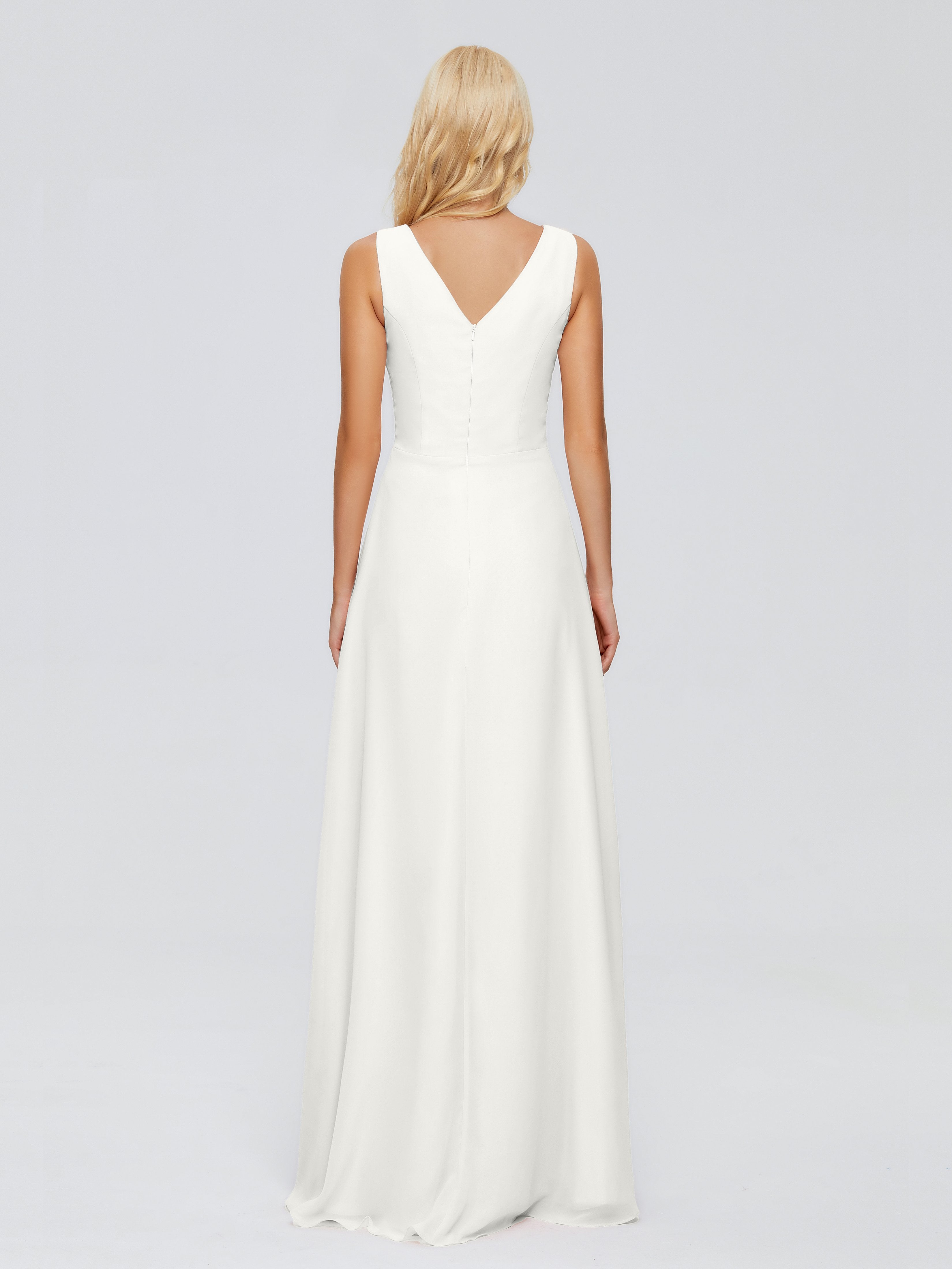 Maria V Neck Sleeveless Chiffon Bridesmaid Dresses