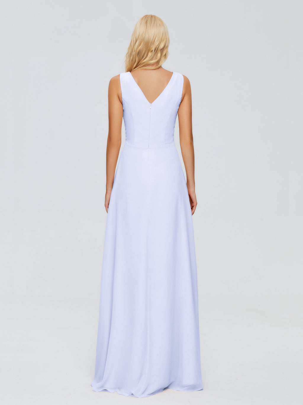 Maria V Neck Sleeveless Chiffon Bridesmaid Dresses