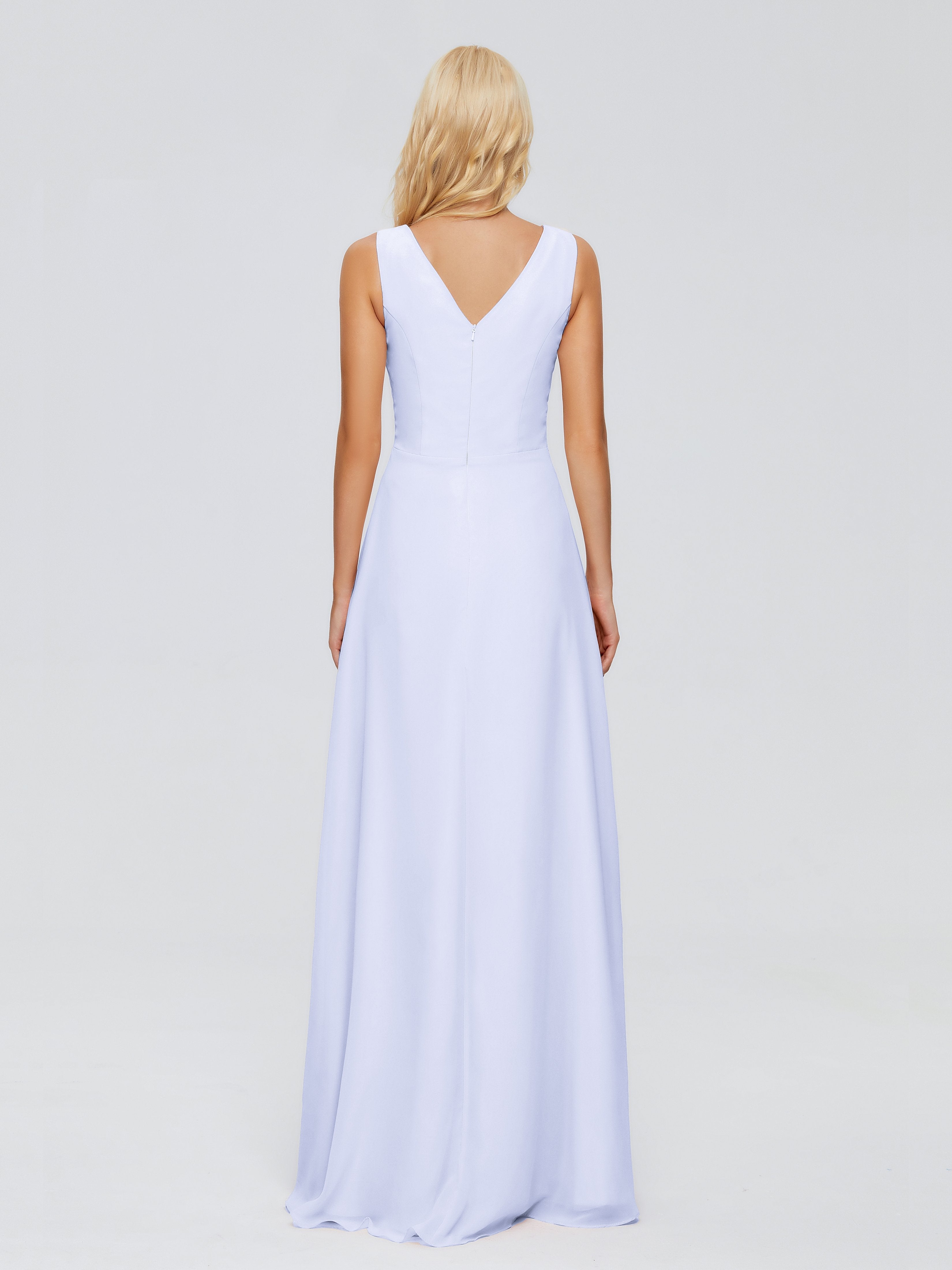 Maria V Neck Sleeveless Chiffon Bridesmaid Dresses