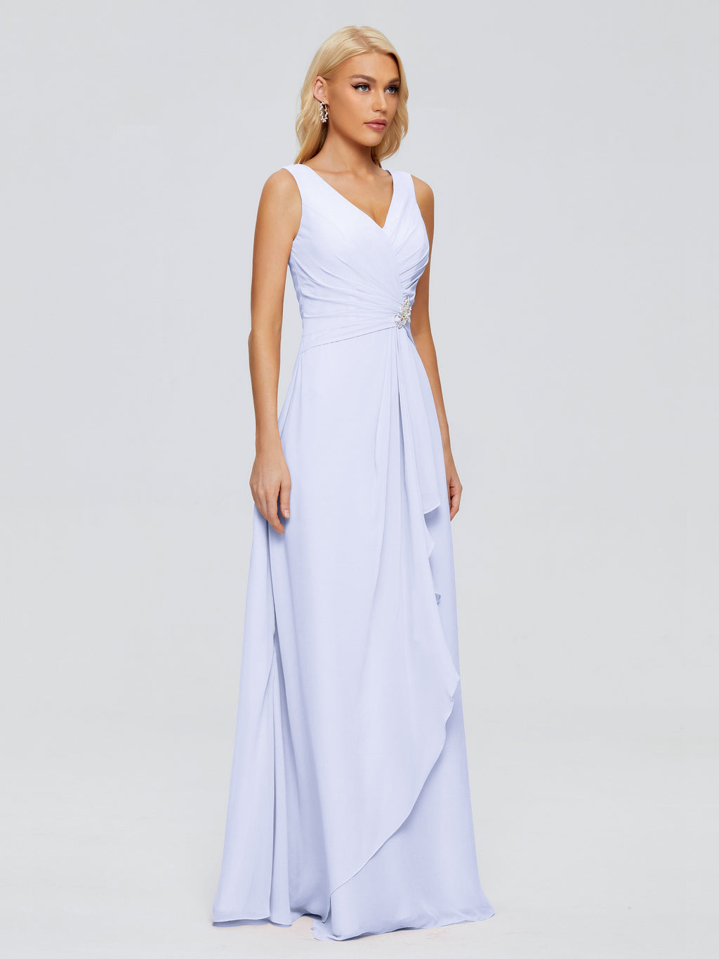 Maria V Neck Sleeveless Chiffon Bridesmaid Dresses