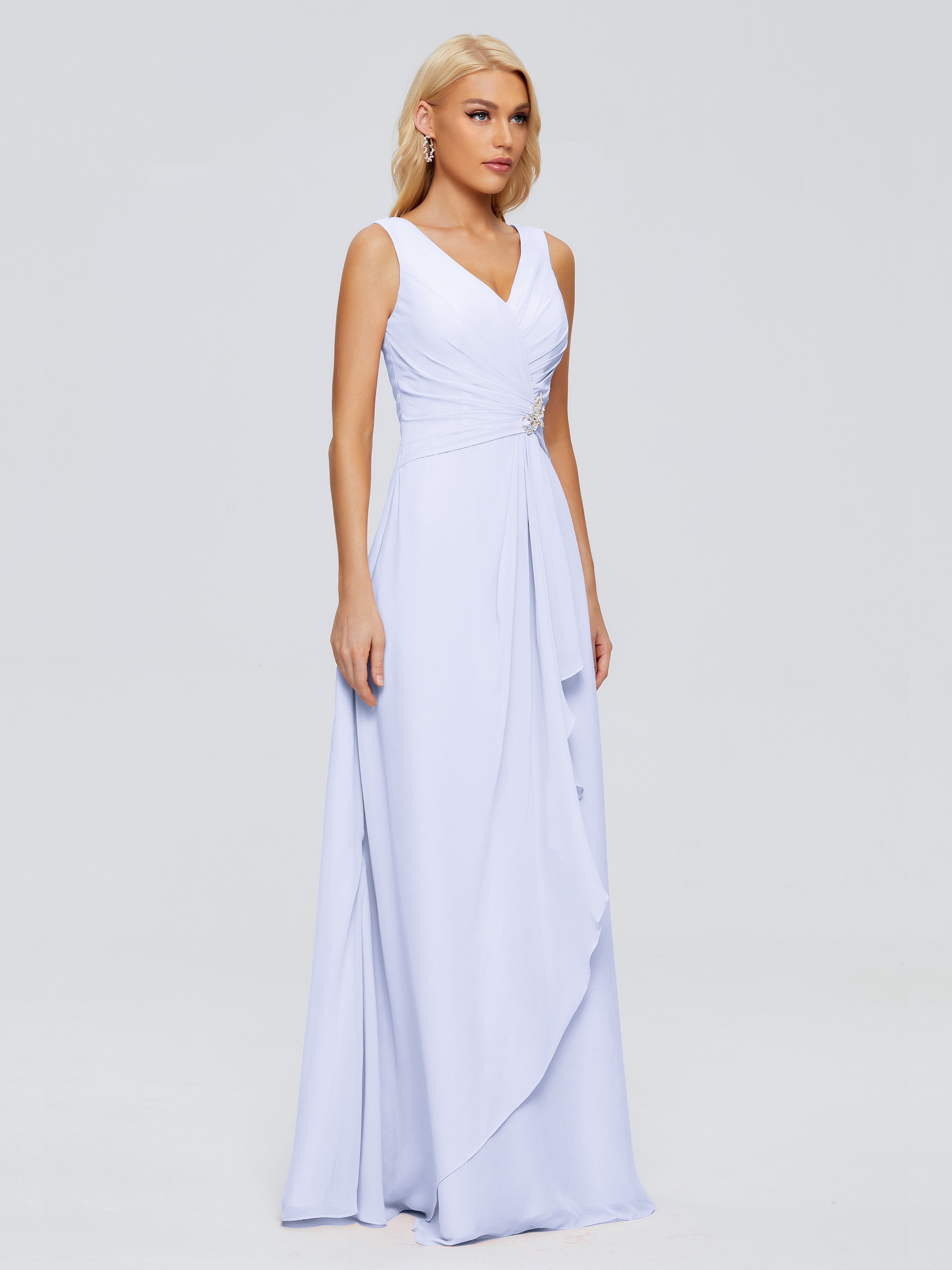 Maria V Neck Sleeveless Chiffon Bridesmaid Dresses