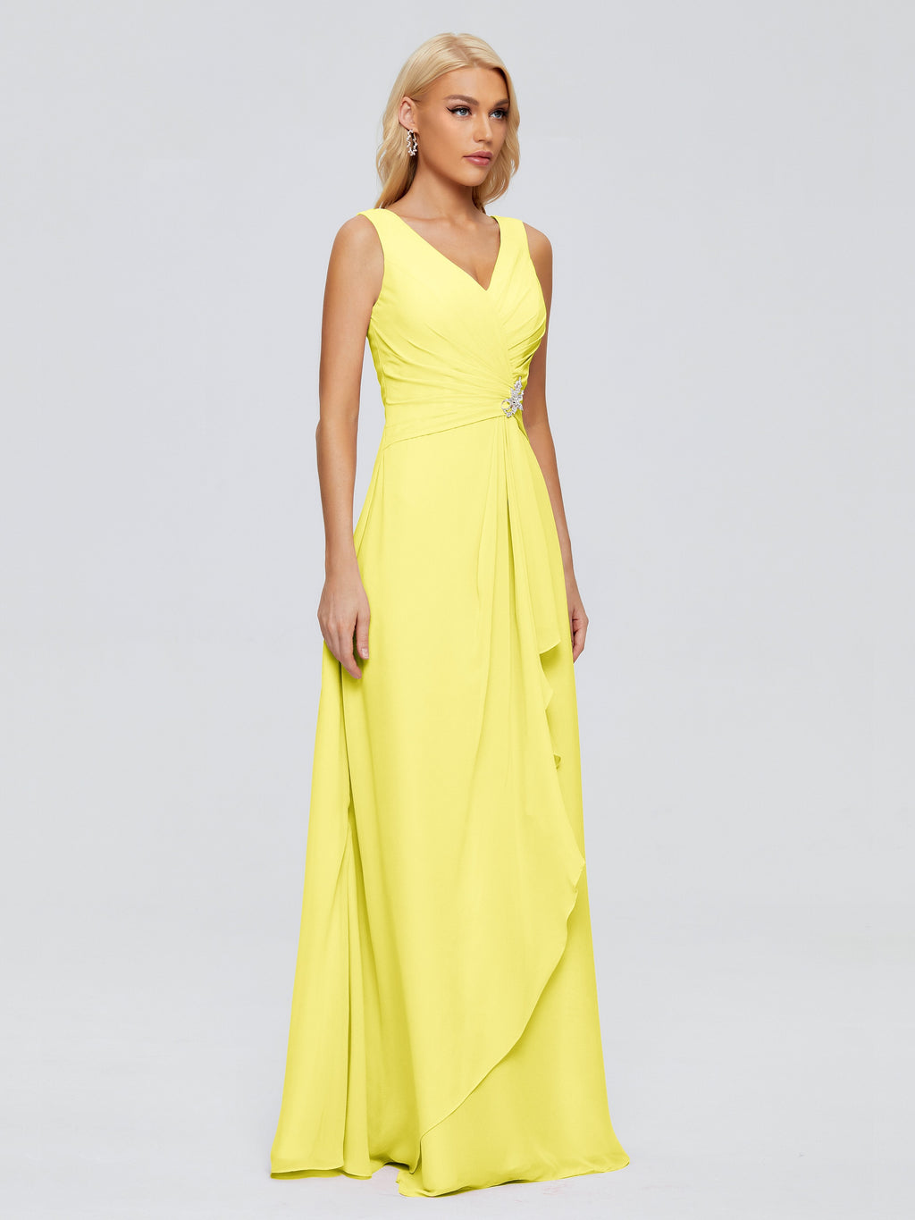 Maria V Neck Sleeveless Chiffon Bridesmaid Dresses