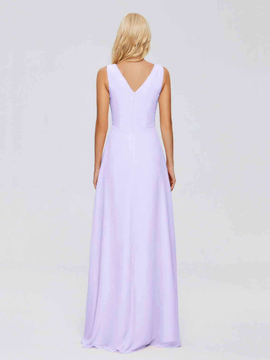 Maria V Neck Sleeveless Chiffon Bridesmaid Dresses