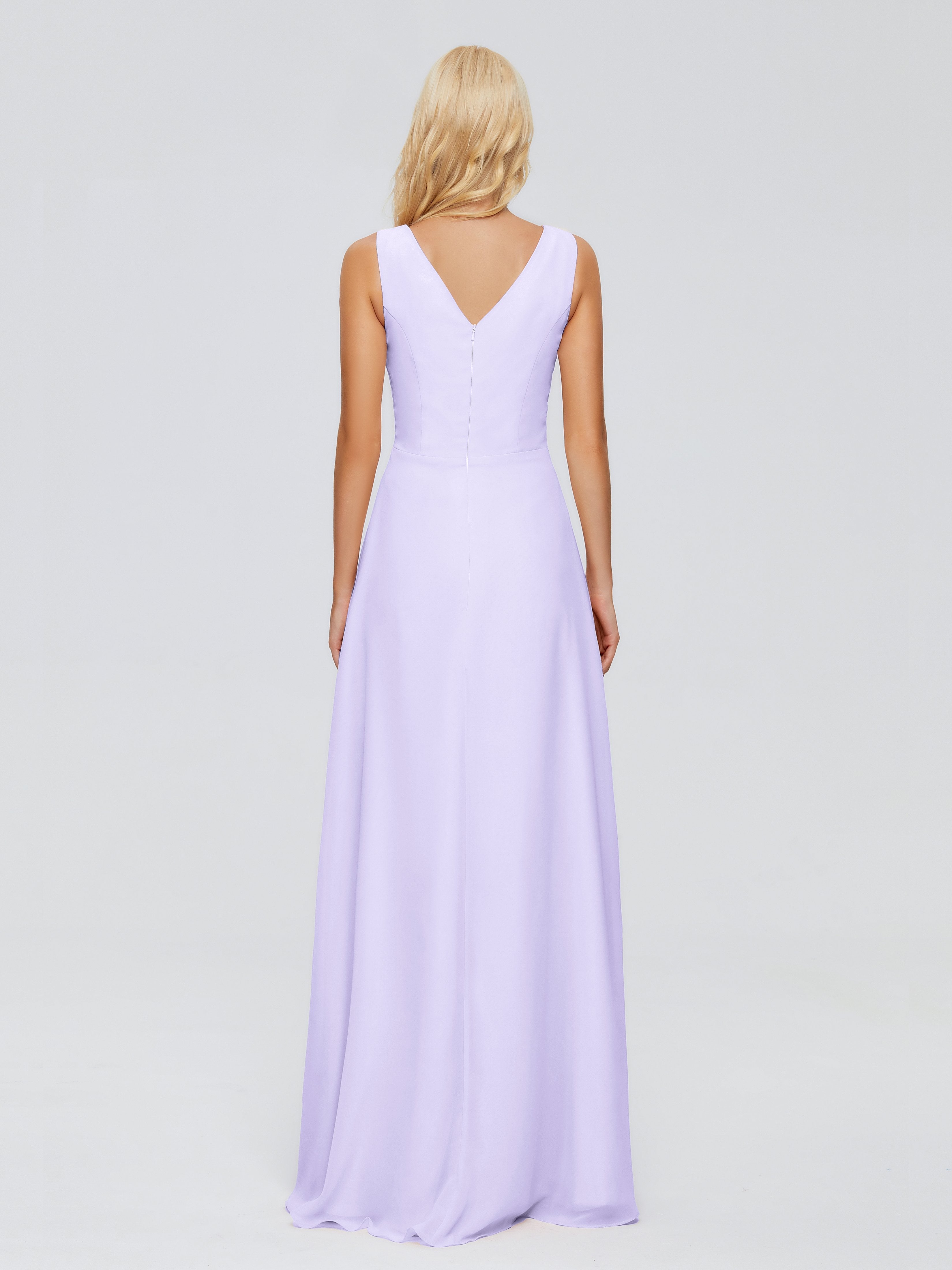 Maria V Neck Sleeveless Chiffon Bridesmaid Dresses