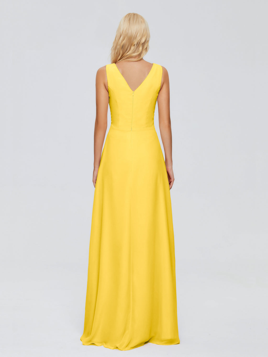 Maria V Neck Sleeveless Chiffon Bridesmaid Dresses