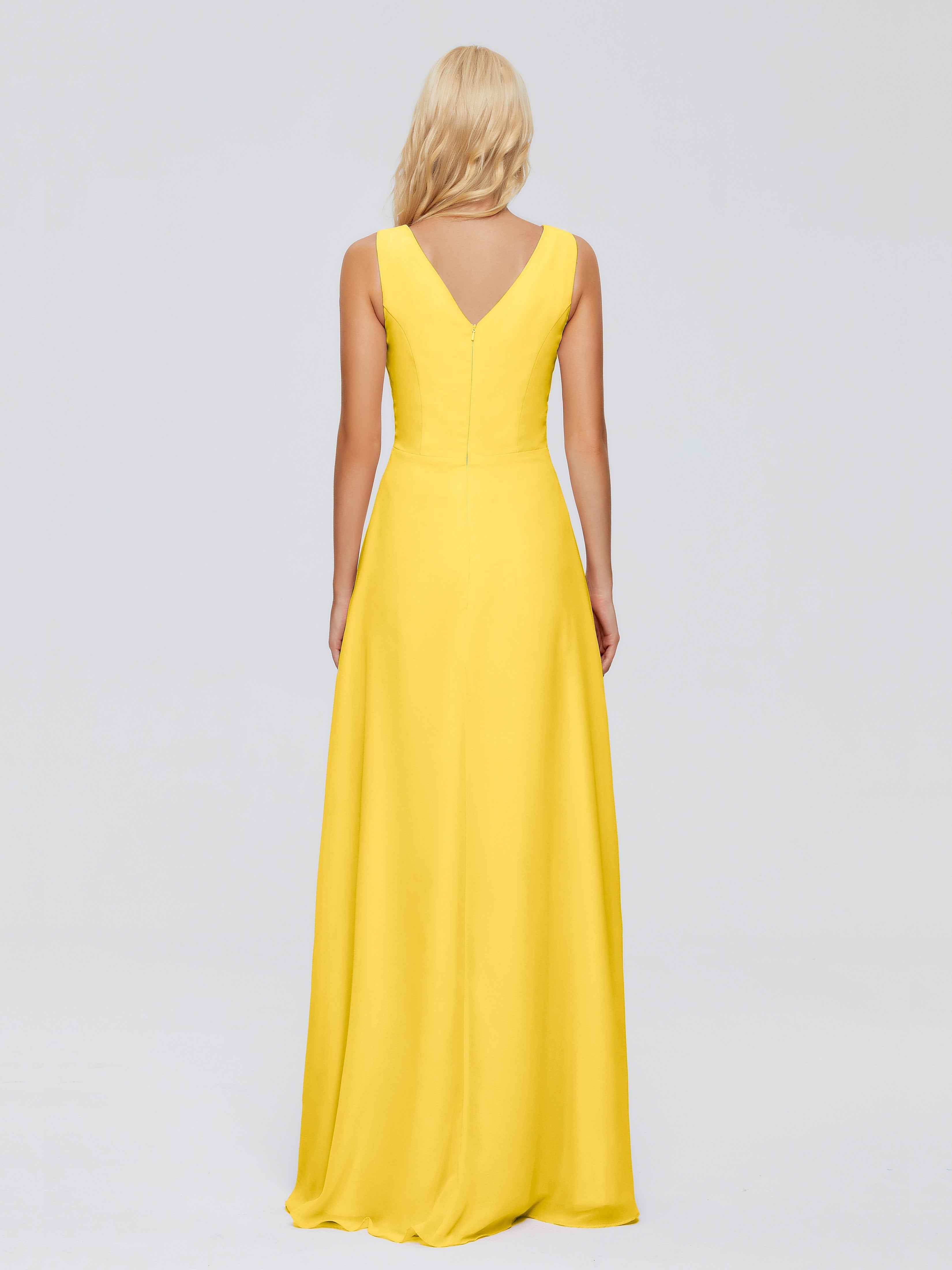 Maria V Neck Sleeveless Chiffon Bridesmaid Dresses