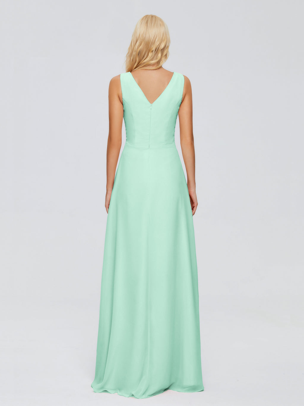 Maria V Neck Sleeveless Chiffon Bridesmaid Dresses
