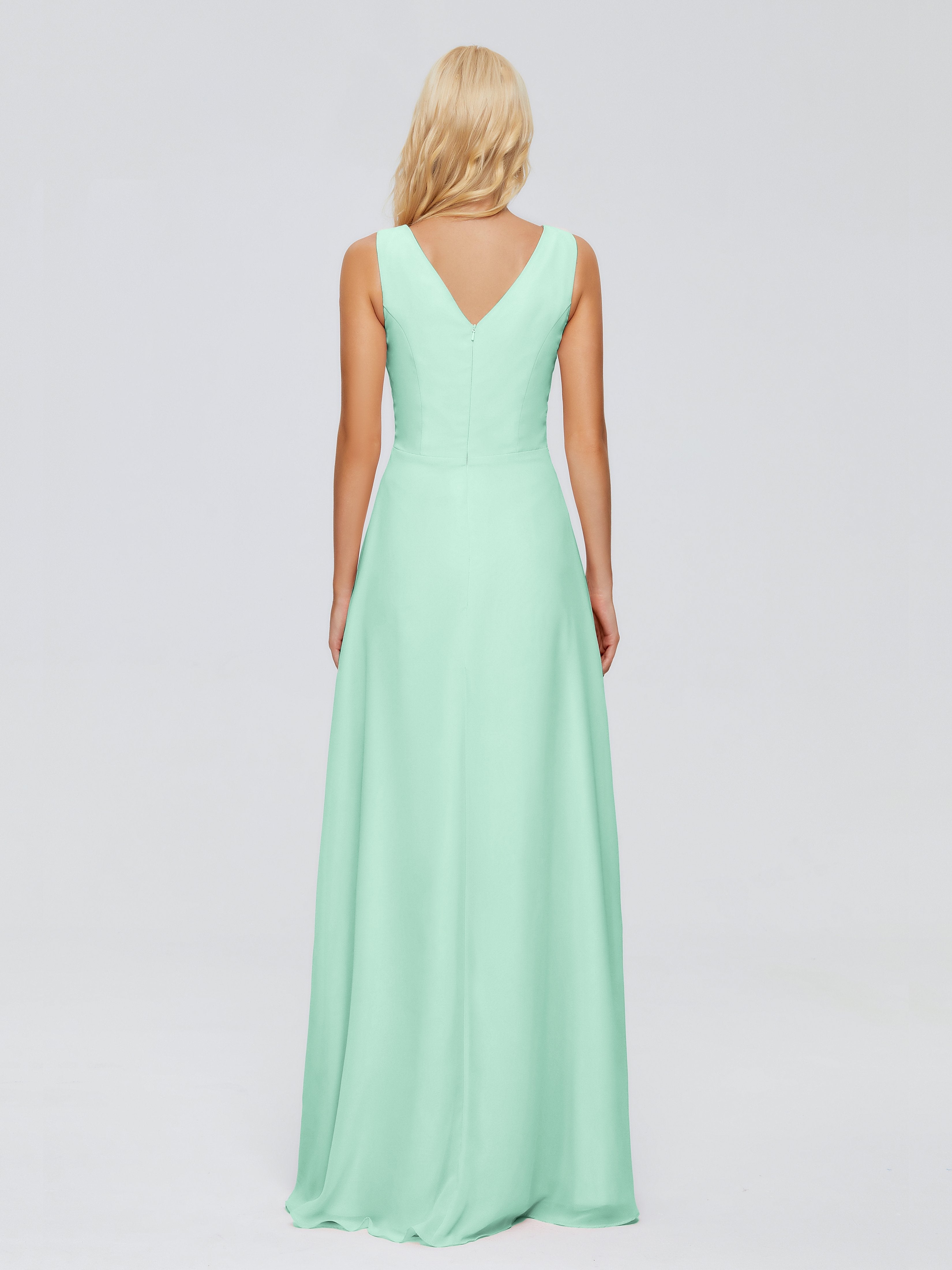Maria V Neck Sleeveless Chiffon Bridesmaid Dresses
