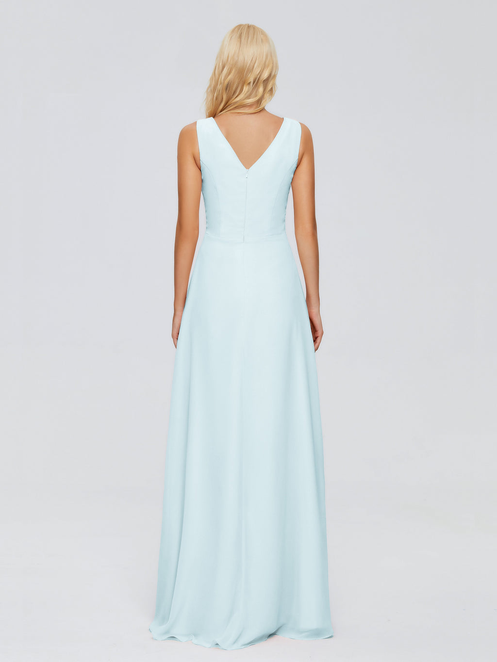 Maria V Neck Sleeveless Chiffon Bridesmaid Dresses