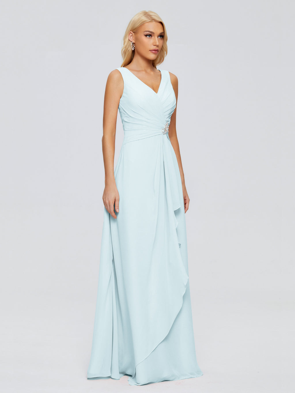 Maria V Neck Sleeveless Chiffon Bridesmaid Dresses
