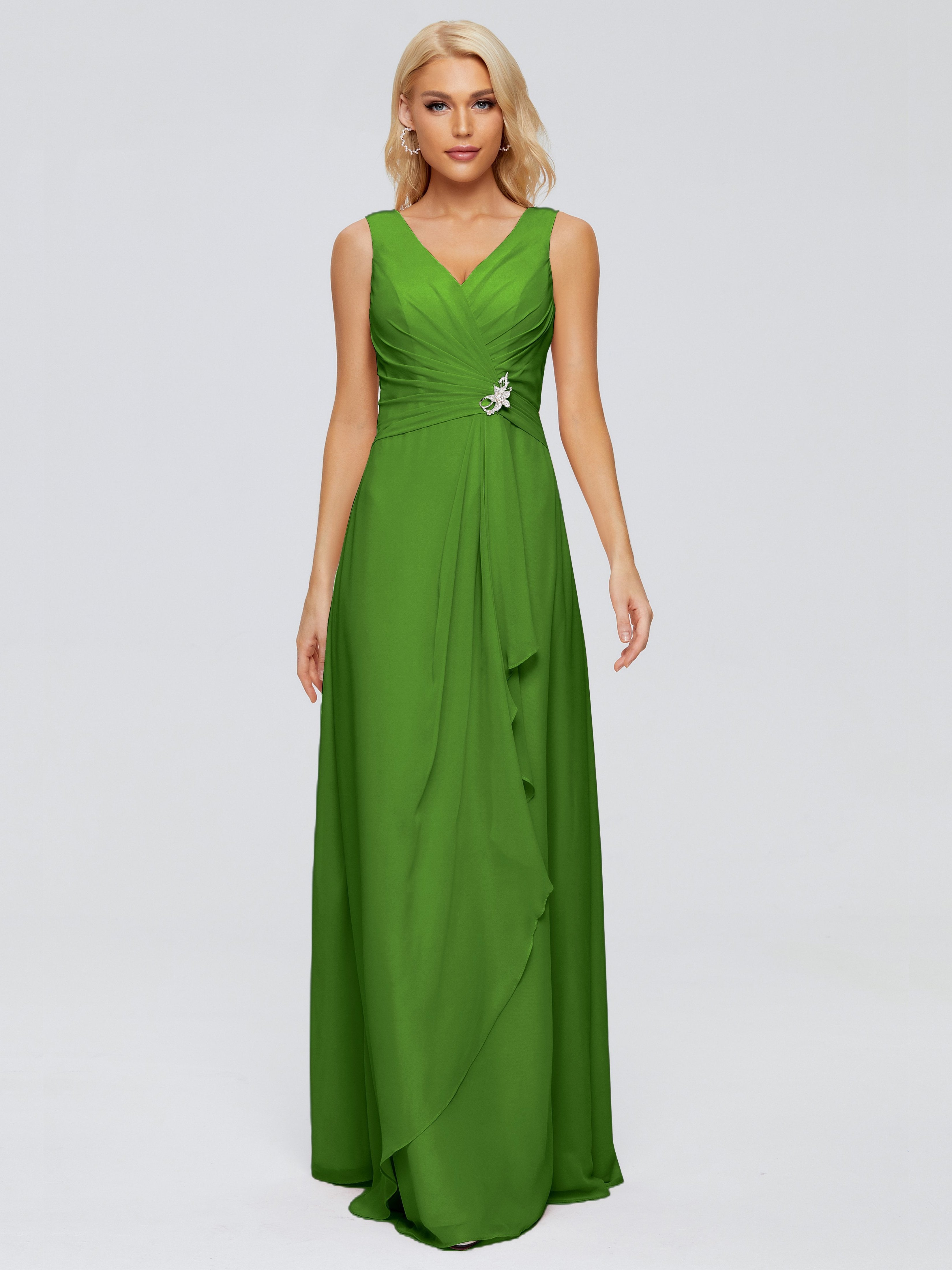 Maria V Neck Sleeveless Chiffon Bridesmaid Dresses