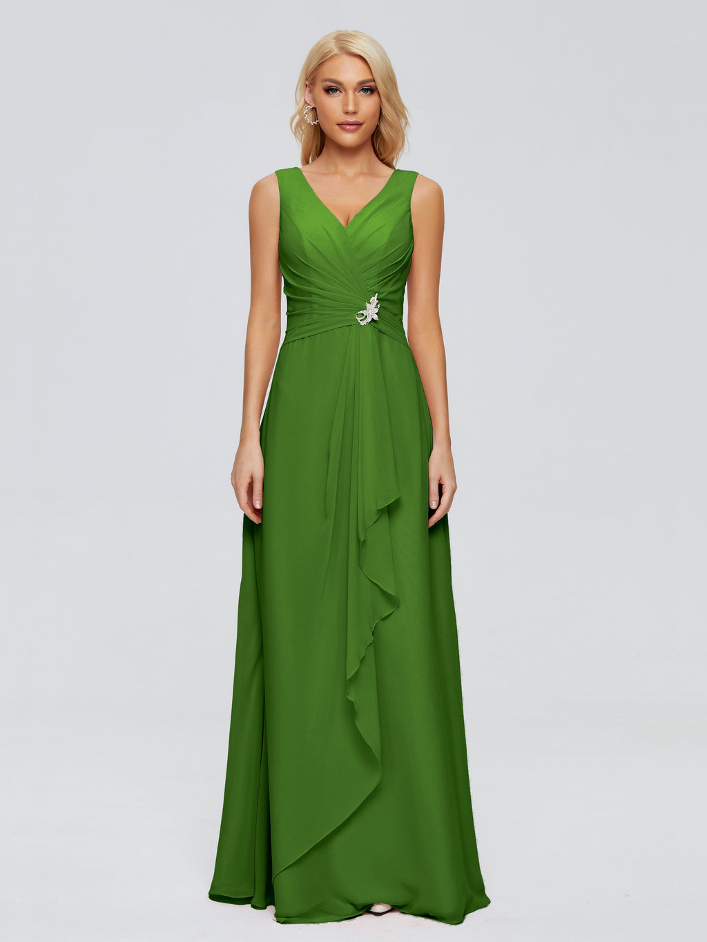 Maria V Neck Sleeveless Chiffon Bridesmaid Dresses
